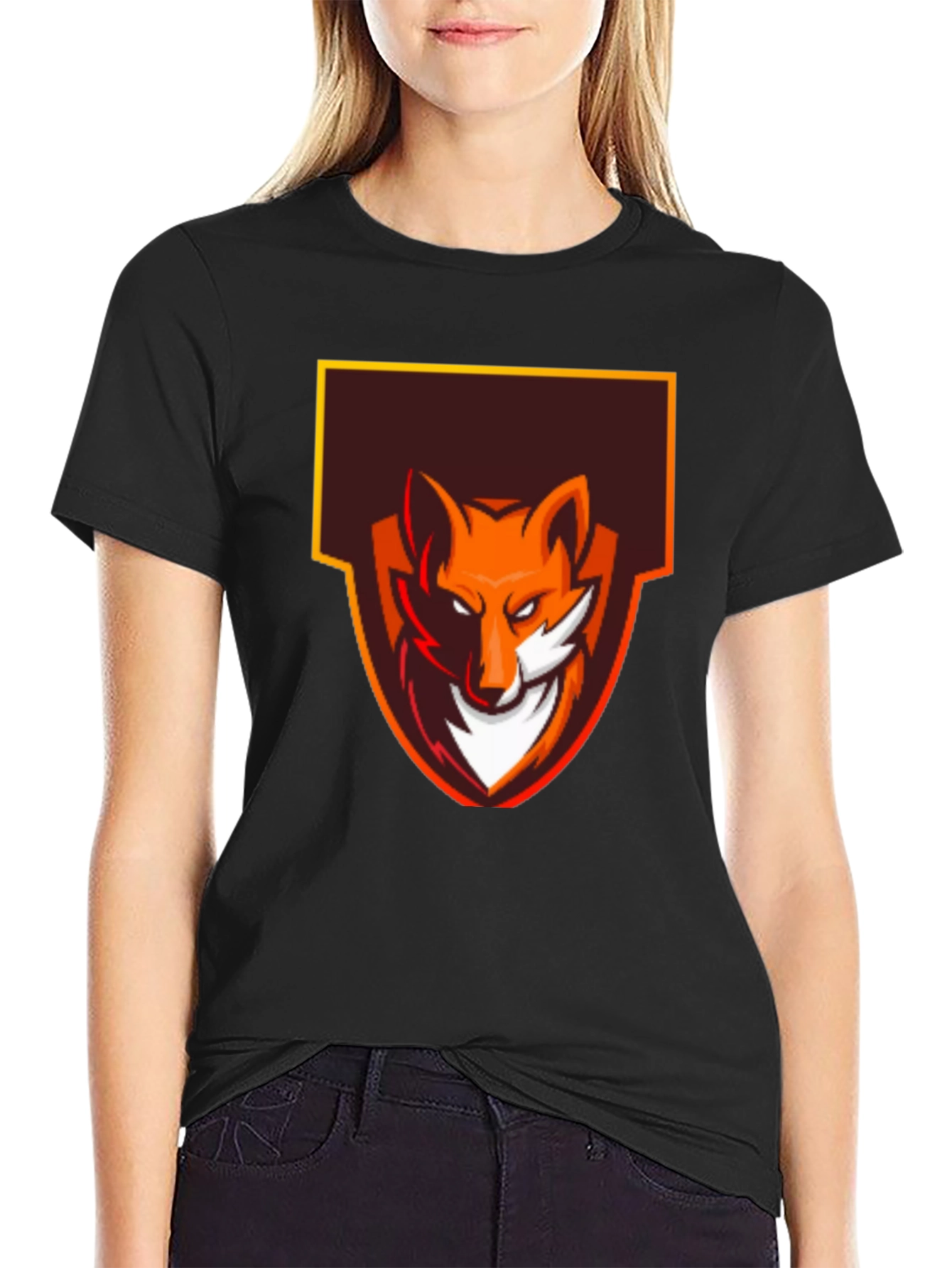 Fox Logo Graphic Tee - Black Cotton Blend
