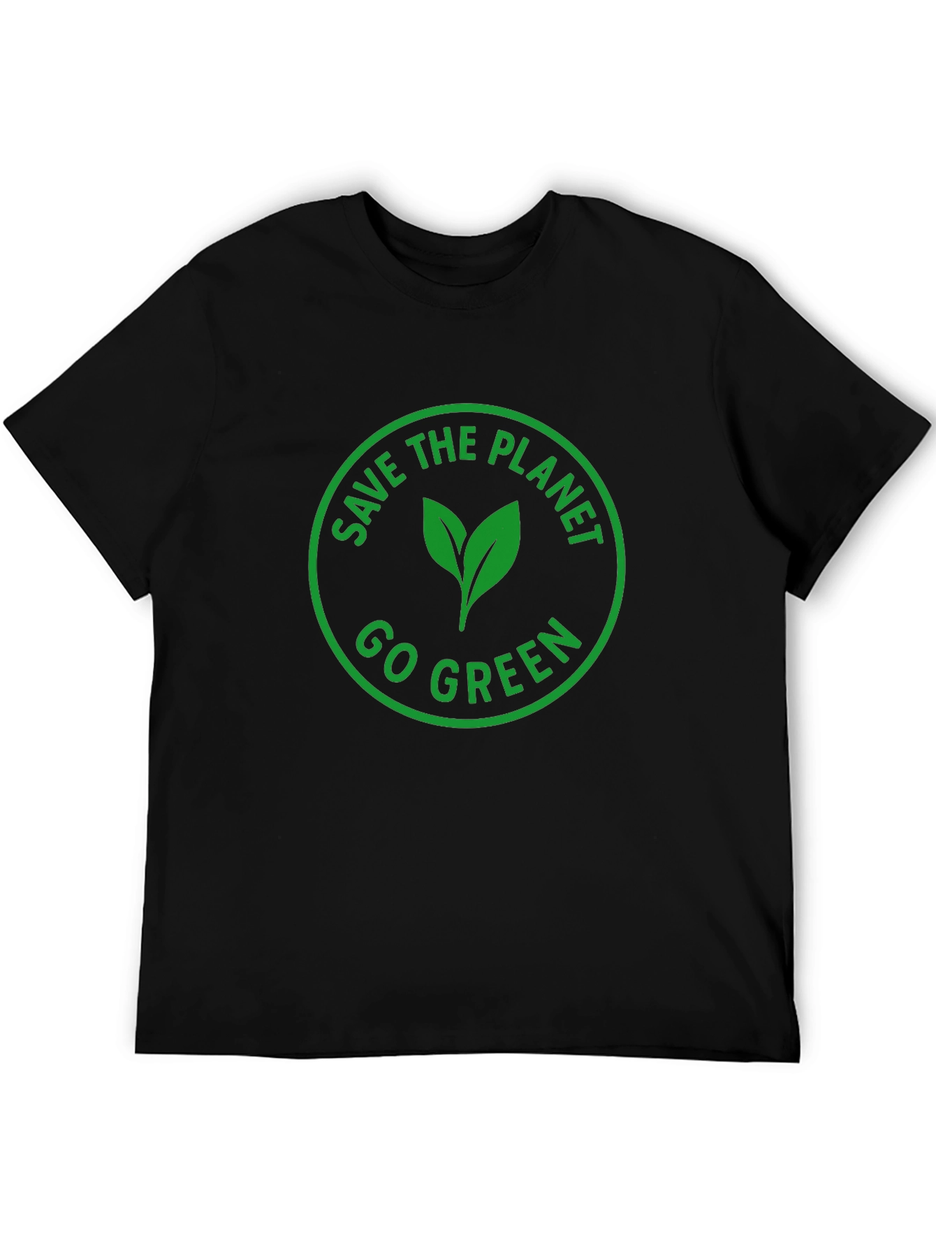 Eco-Friendly Black T-Shirt: Save the Planet Go Green Design