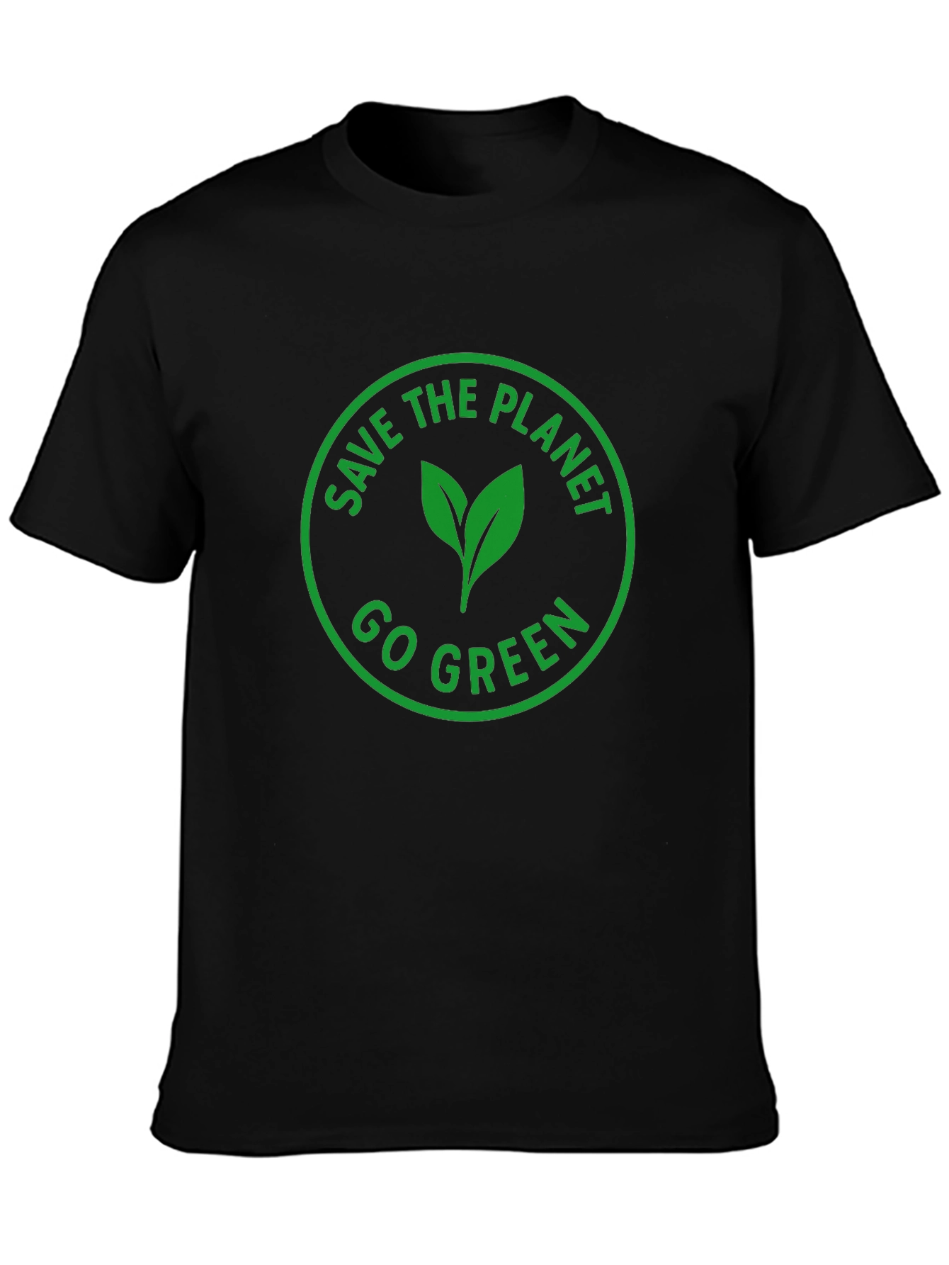 Eco-Friendly Black T-Shirt: Save the Planet Go Green Design