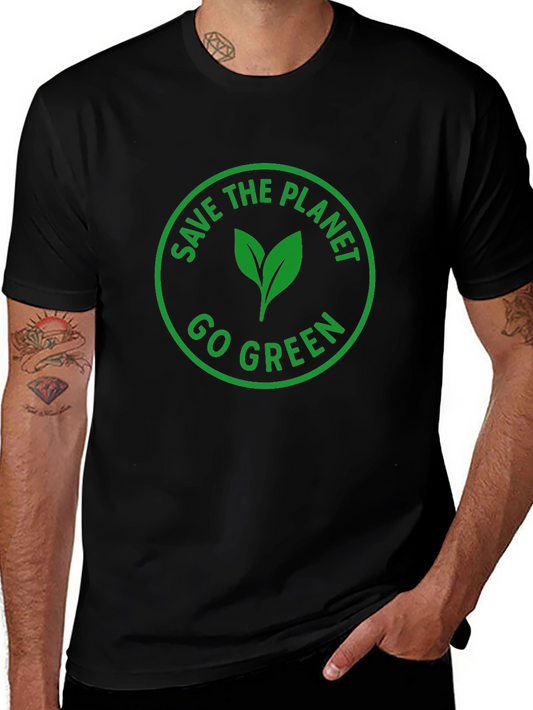 Eco-Friendly Black T-Shirt: Save the Planet Go Green Design