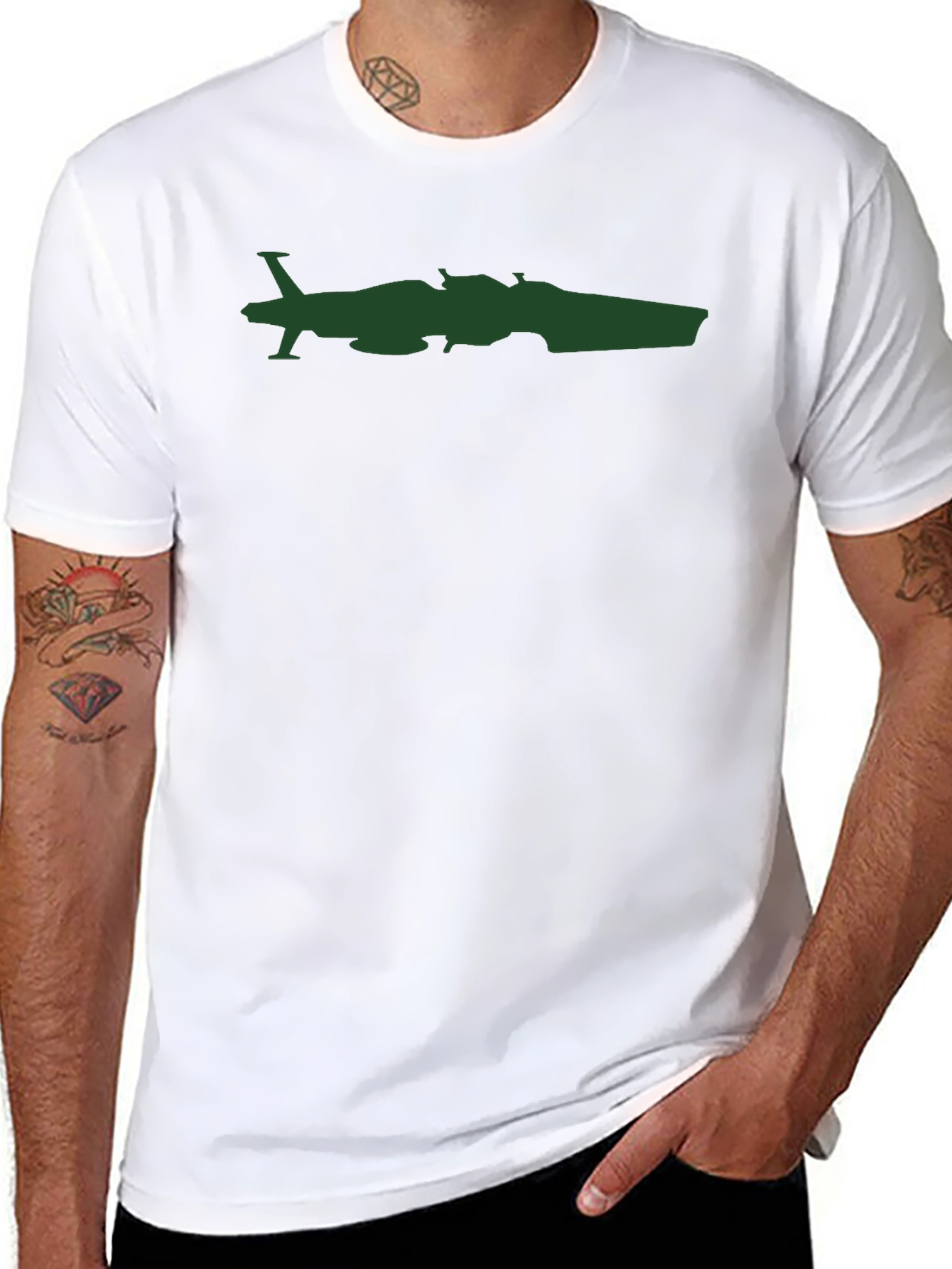Black T-Shirt with Plane and Car Graphic