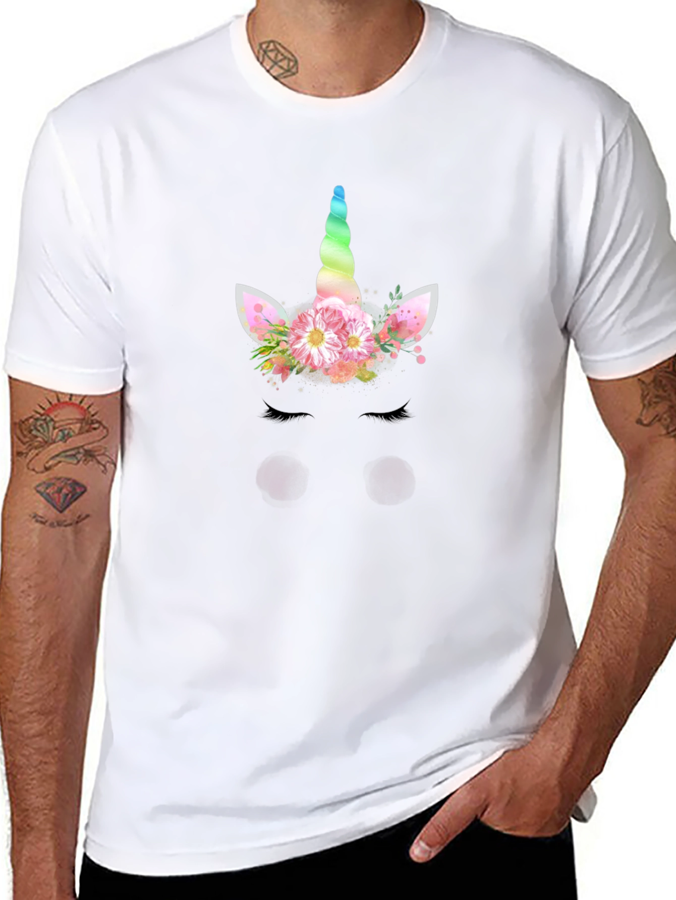 Unicorn Graphic Print Black T-Shirt