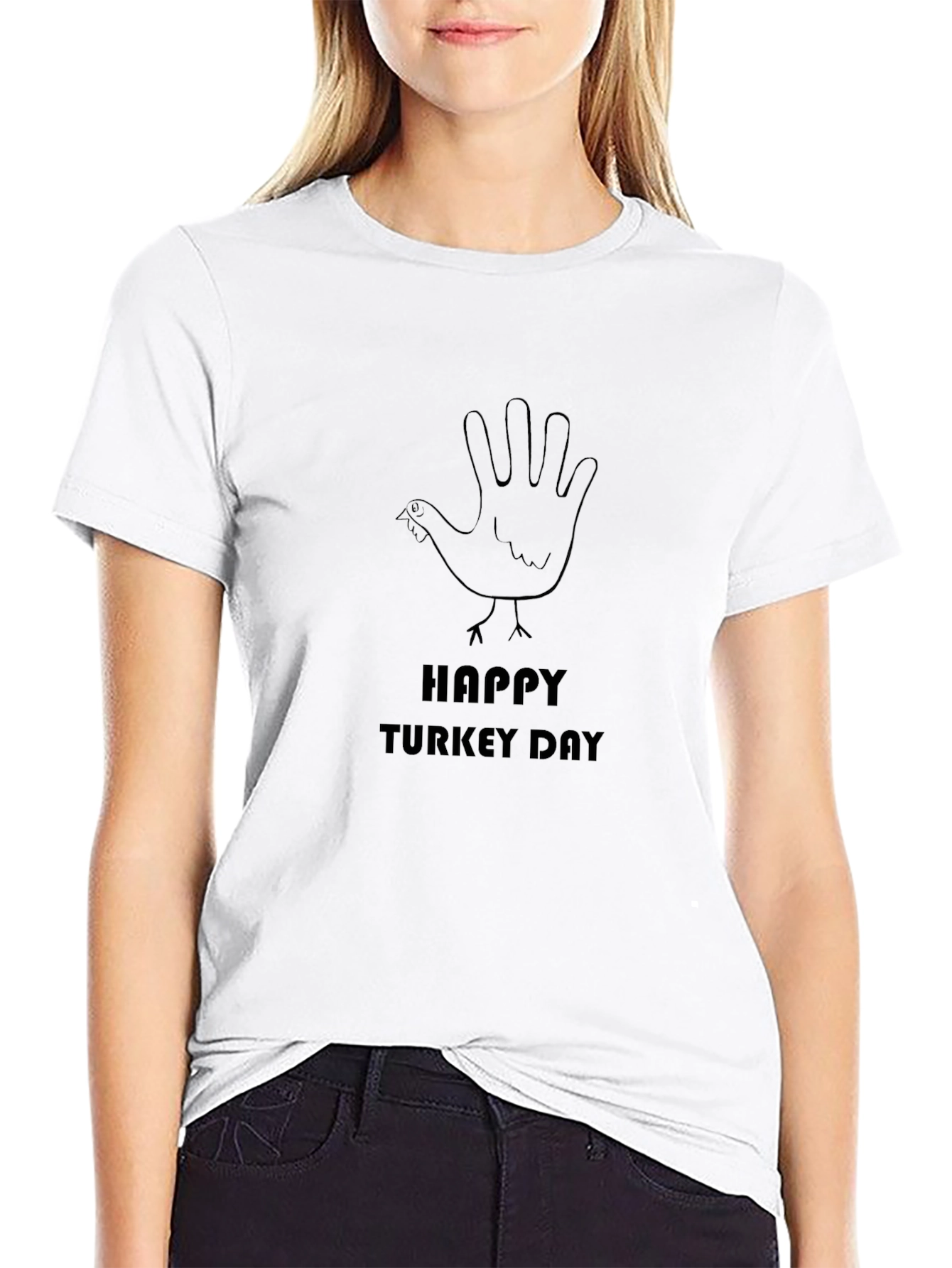 Happy Turkey Day Graphic T-Shirt - Black