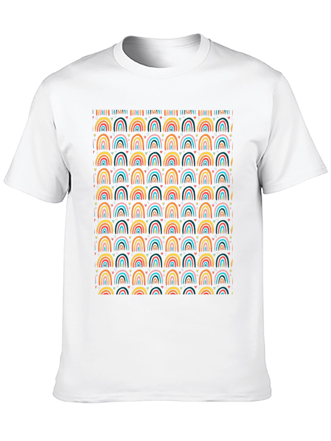 Rainbow Arches Heart Print Black T-Shirt