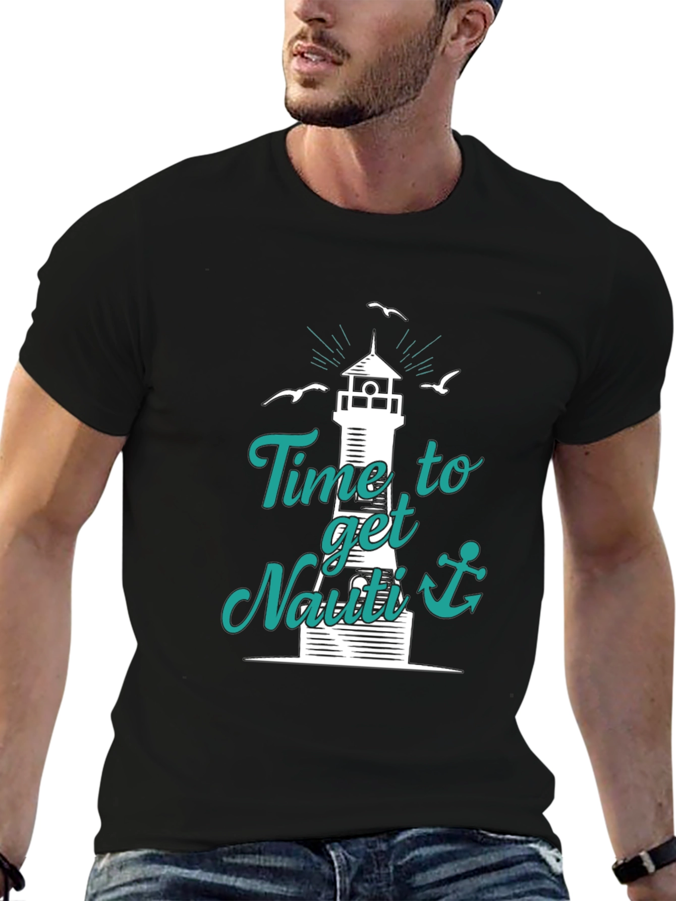 Nautical T-Shirt: Time to Get Nauti Lighthouse Design