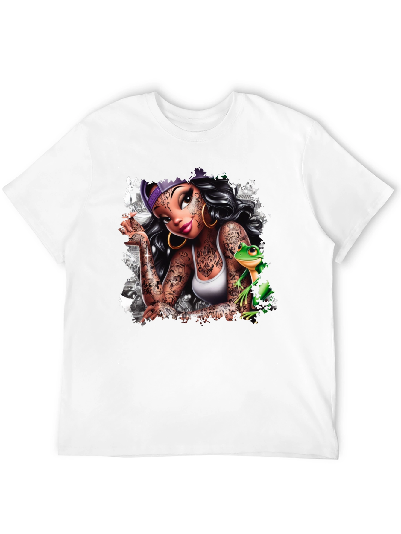 Tattoo Princess & Frog Black Tee