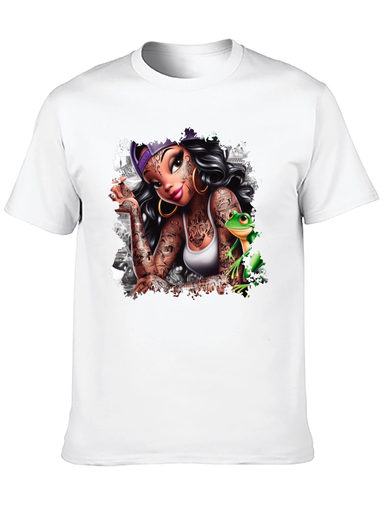 Tattoo Princess & Frog Black Tee