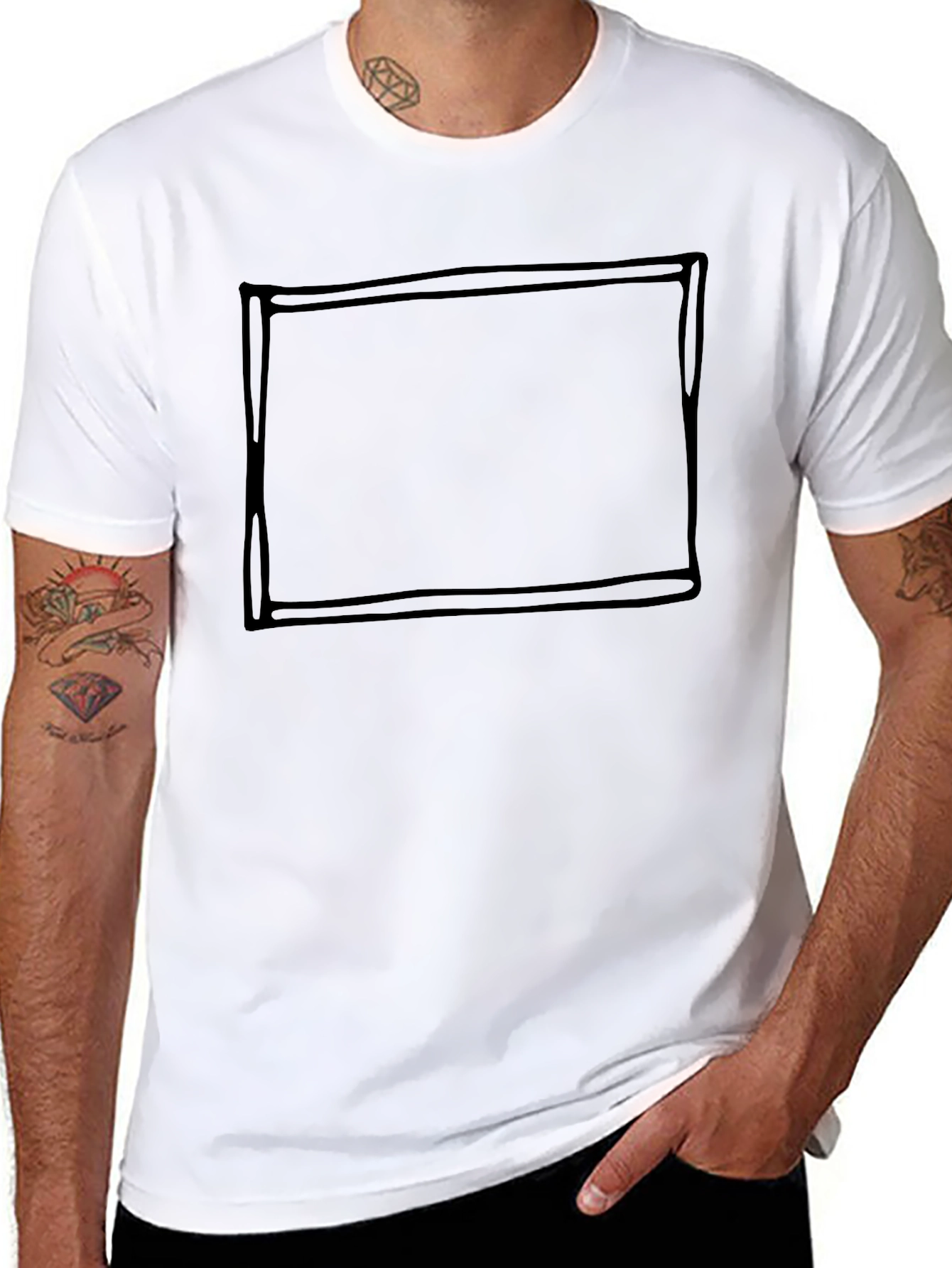 Mens Black Crew Neck T-Shirt with Graphic Box