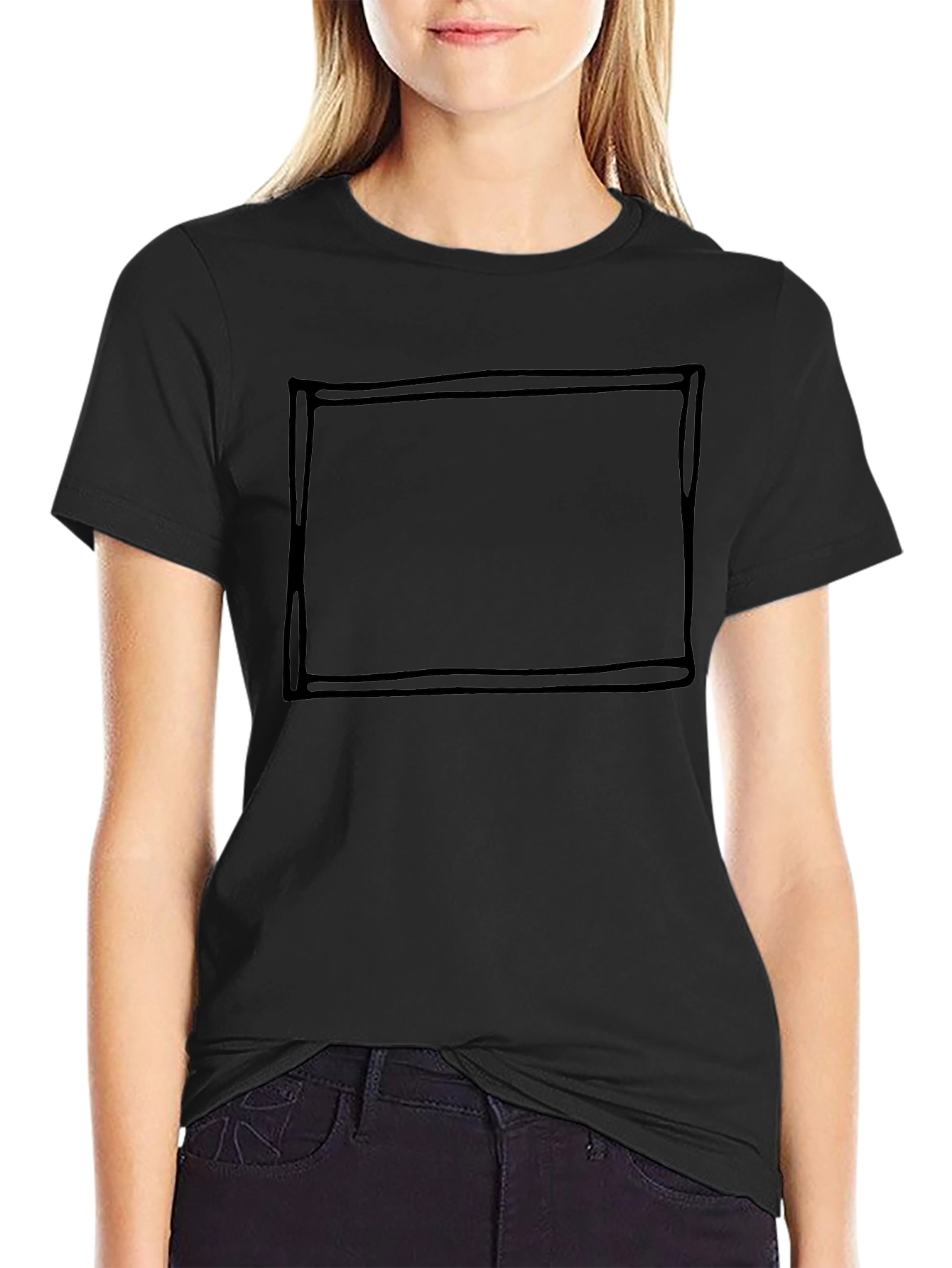 Mens Black Crew Neck T-Shirt with Graphic Box