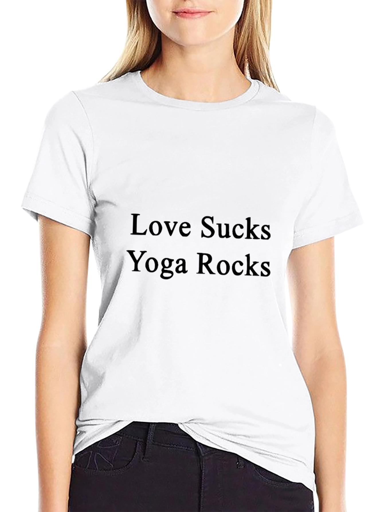 Love Sucks Yoga Rocks Black T-Shirt