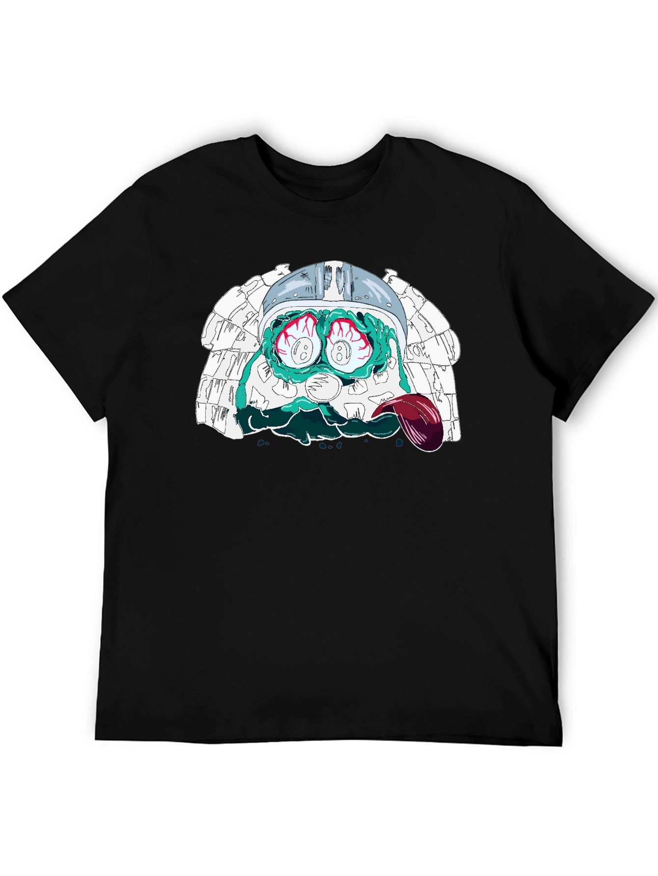 Eye-Popping Cartoon Graphic Black T-Shirt