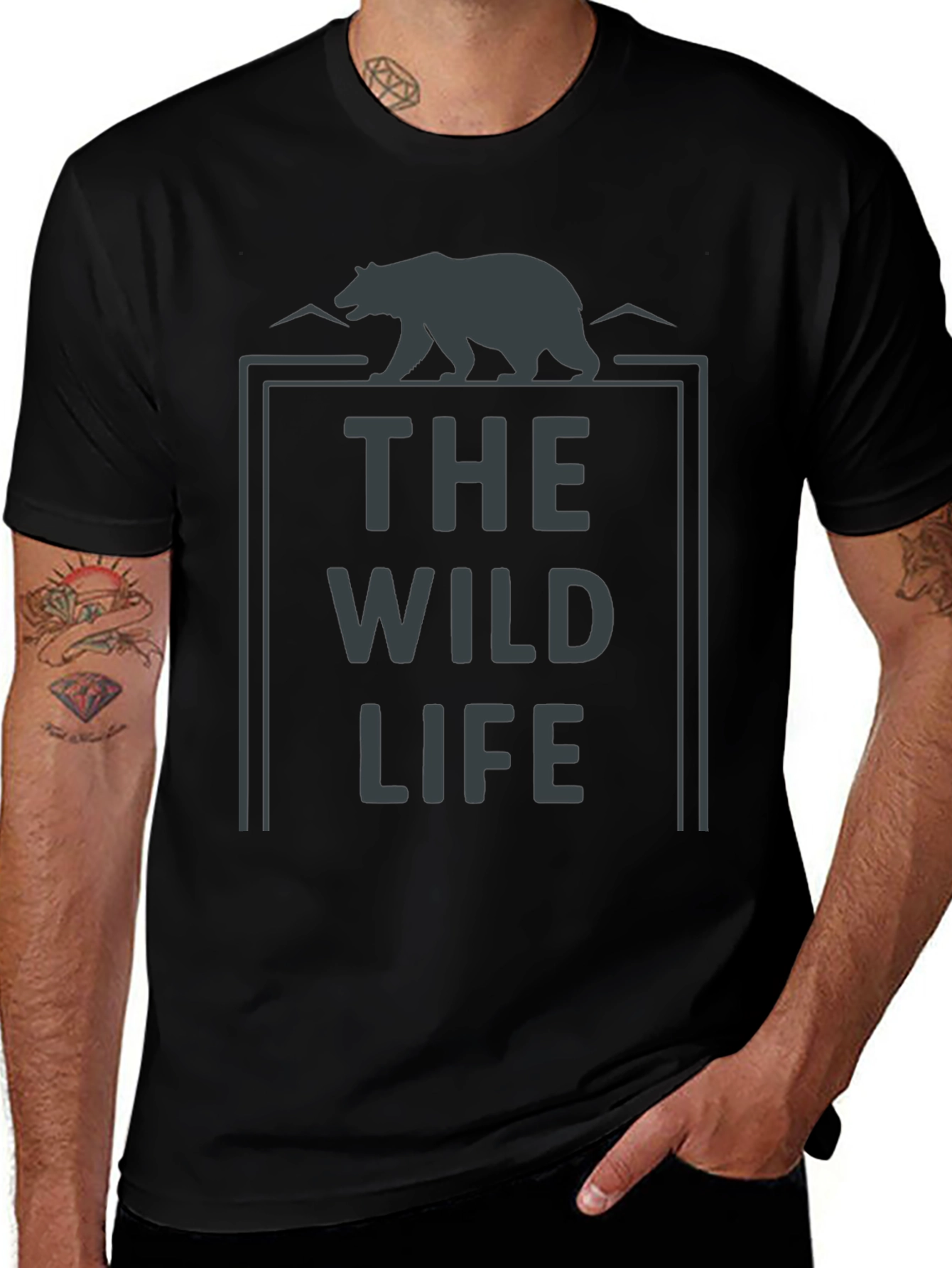 The Wild Life Bear Graphic T-Shirt - Black