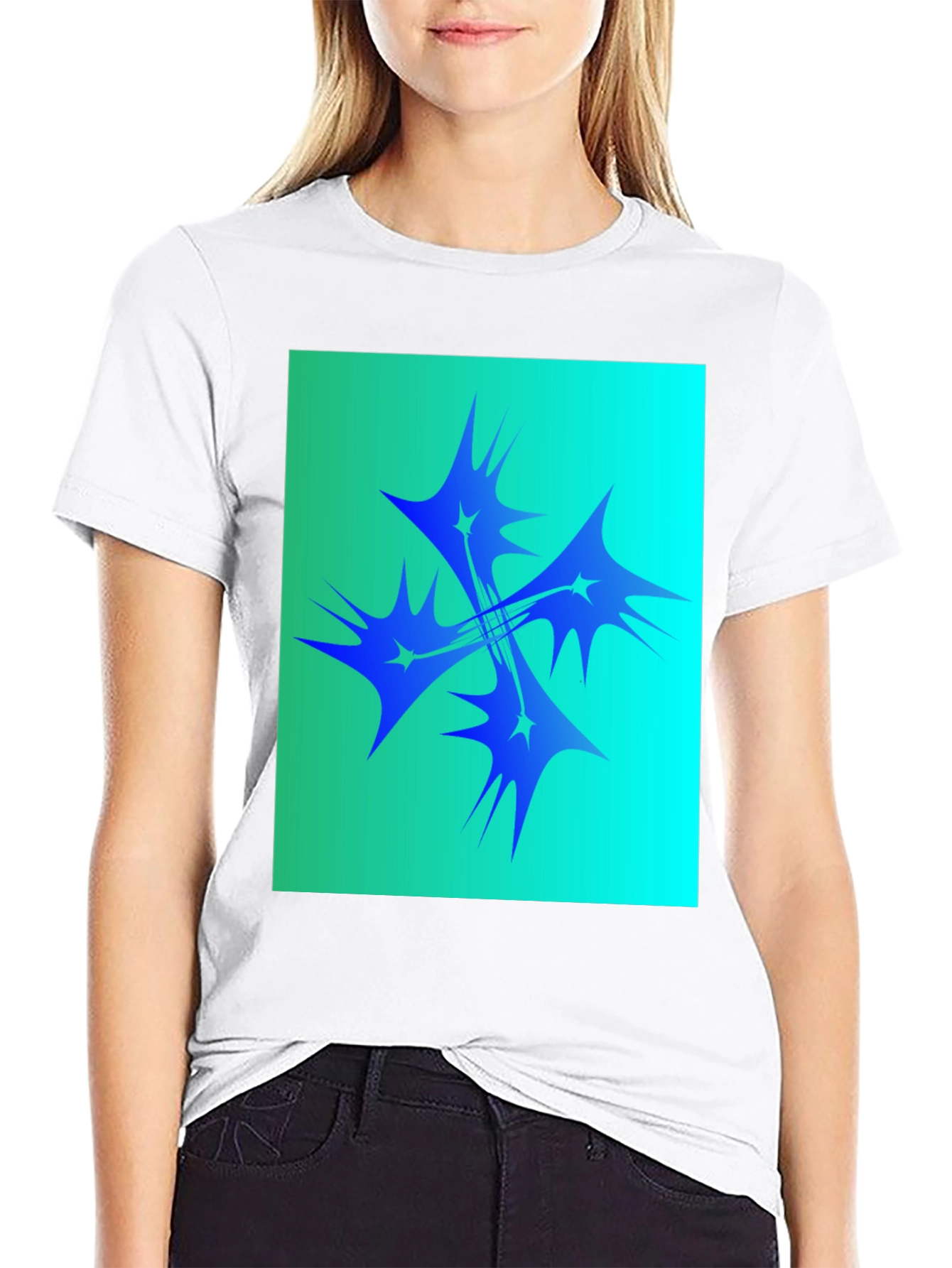 Abstract Starburst Graphic Tee - Black