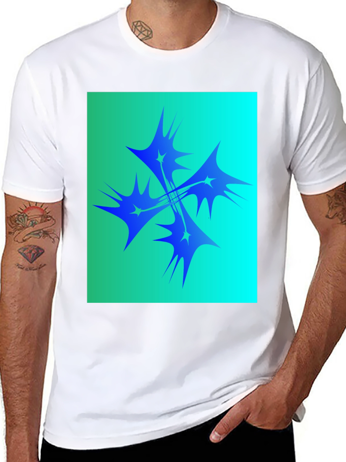 Abstract Starburst Graphic Tee - Black