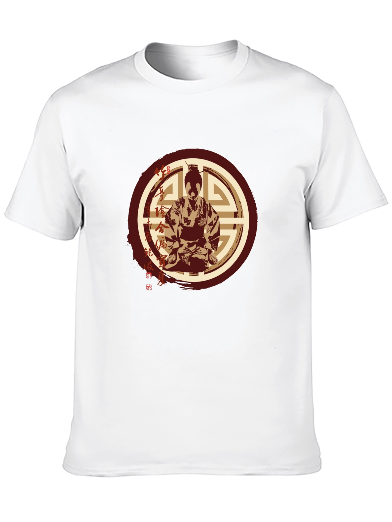 Samurai Graphic T-Shirt - Mens Black Crew Neck Tee