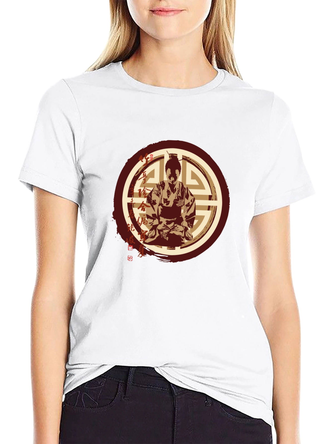 Samurai Graphic T-Shirt - Mens Black Crew Neck Tee