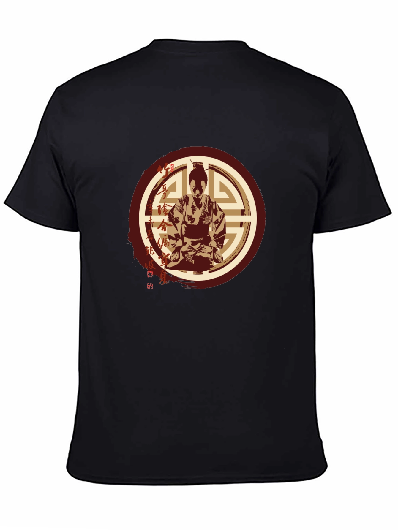 Samurai Graphic T-Shirt - Mens Black Crew Neck Tee
