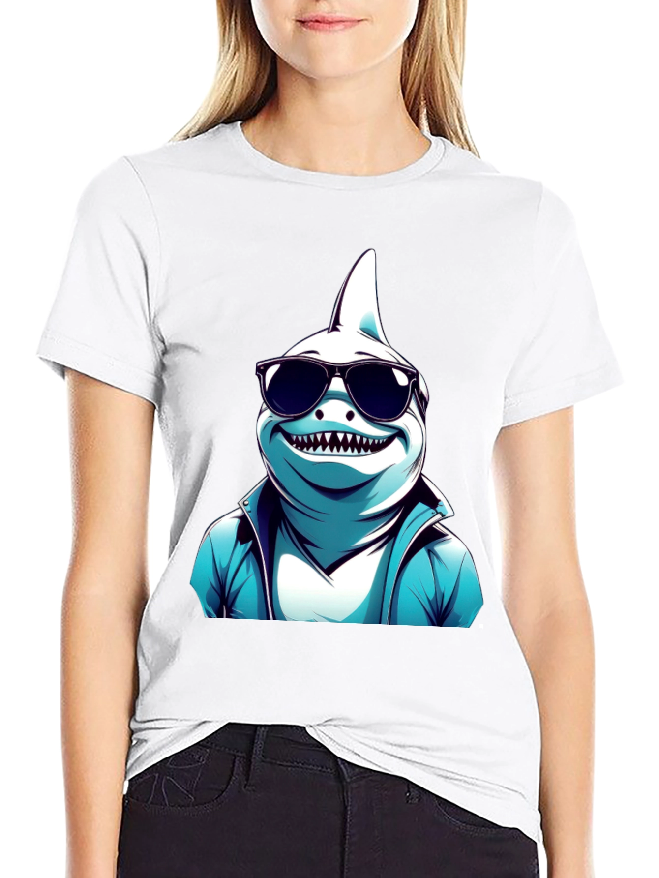 Cool Shark Graphic Tee - Black Cotton T-Shirt