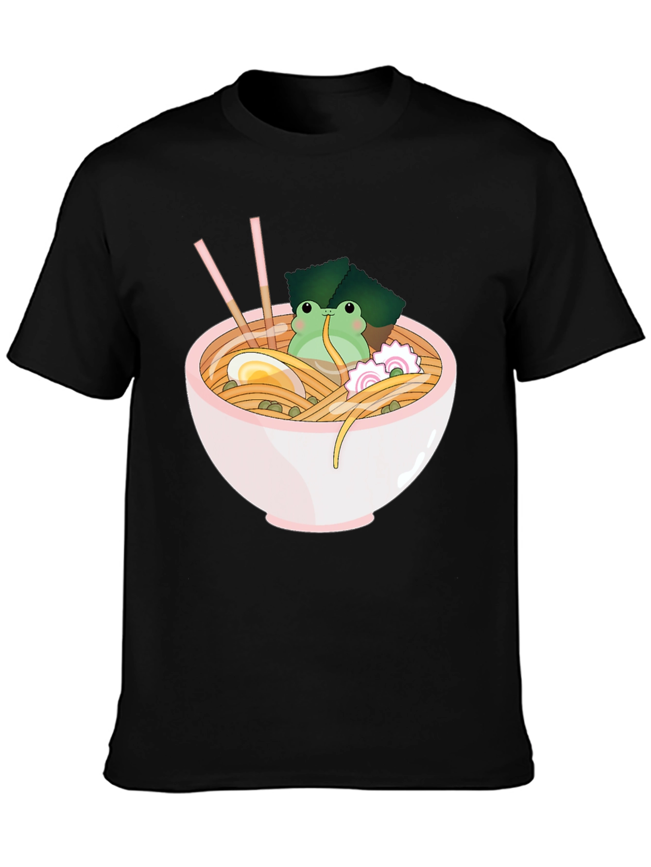 Frog Ramen Bowl Graphic T-Shirt - Cute Noodles