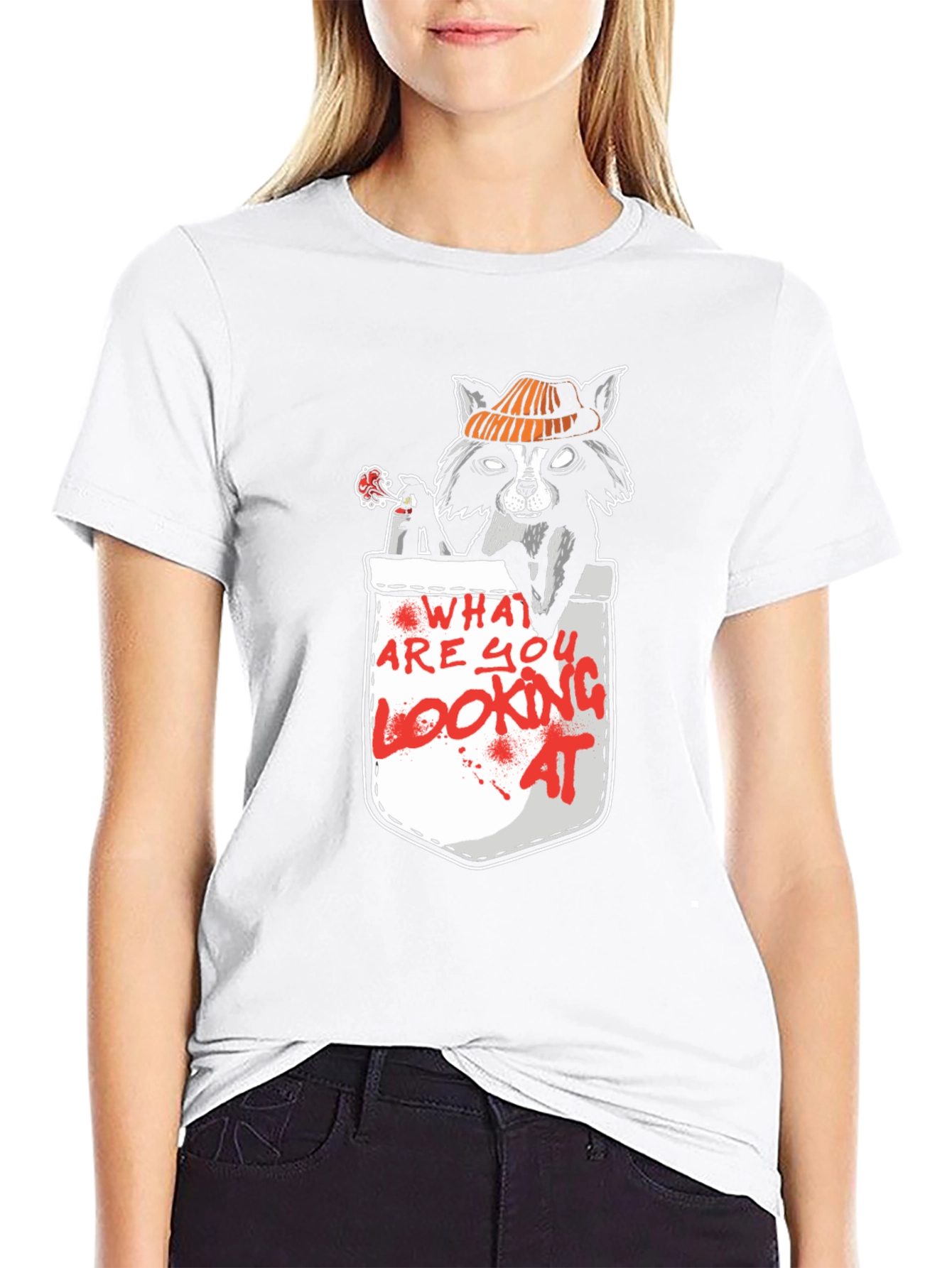 Raccoon Pocket T-Shirt - What Are You Looking At?