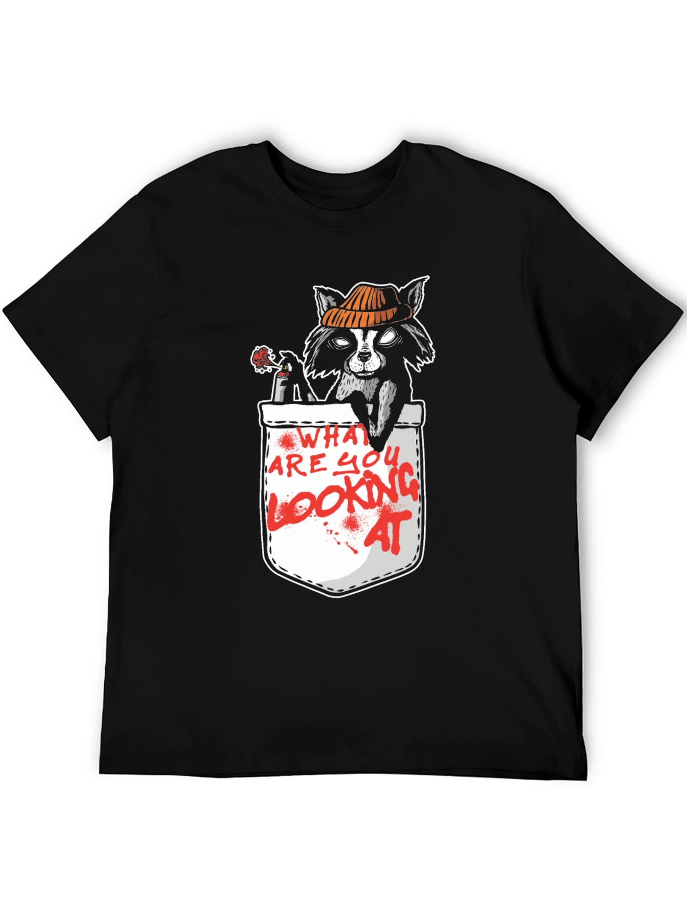 Raccoon Pocket T-Shirt - What Are You Looking At?
