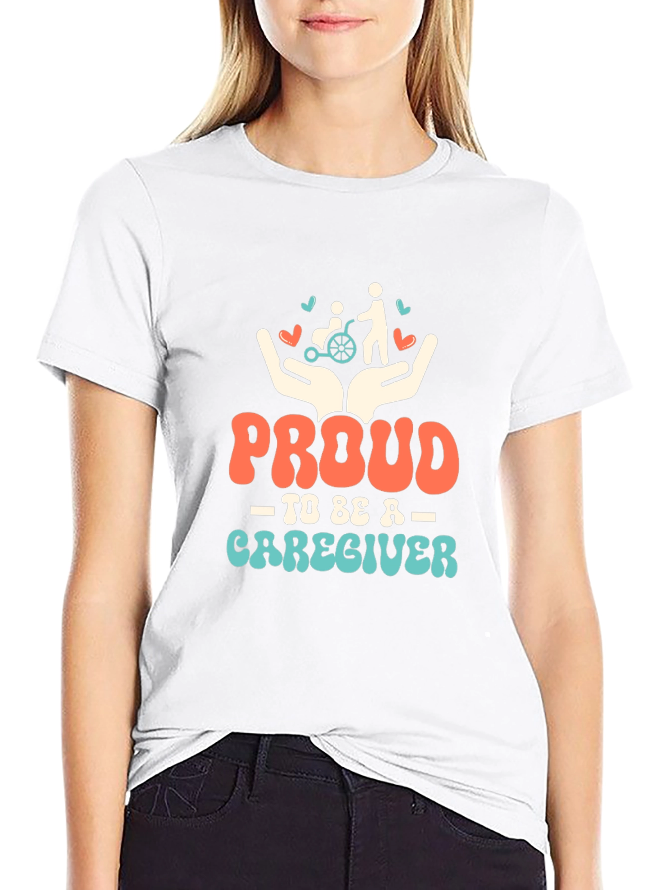 Proud Caregiver Graphic Tee - Black
