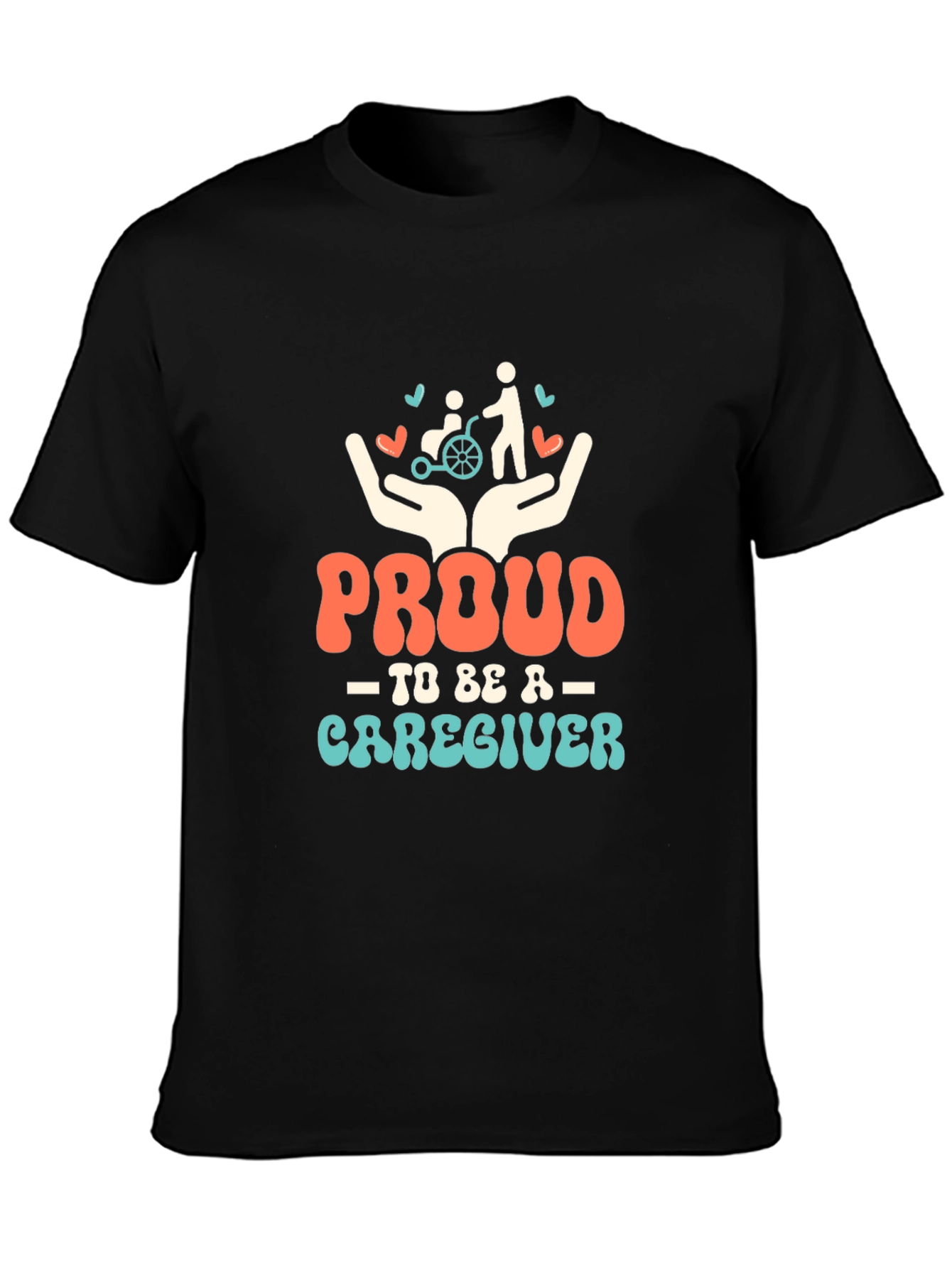 Proud Caregiver Graphic Tee - Black
