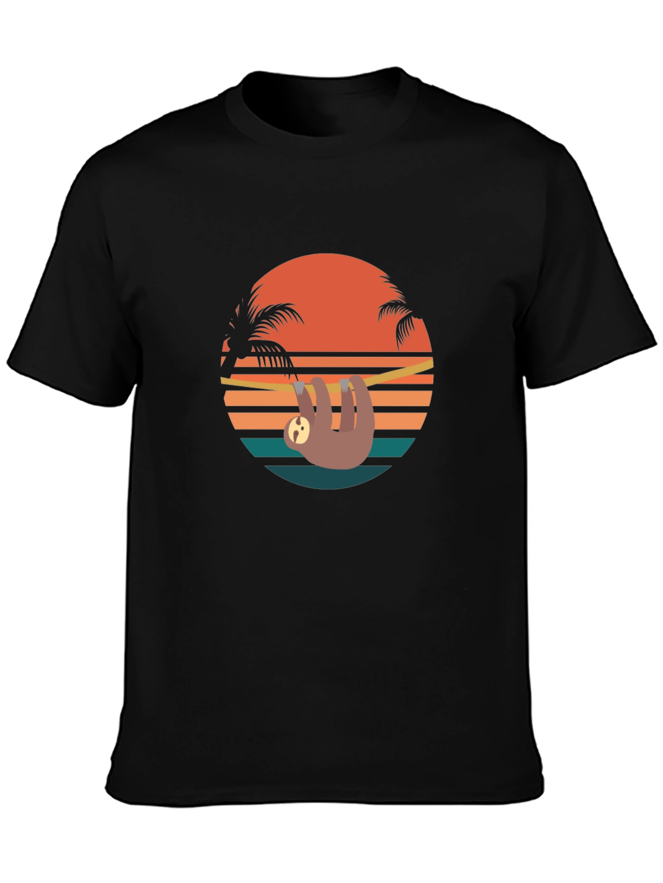 Retro Sloth Sunset T-Shirt - Relaxed Summer Vibes