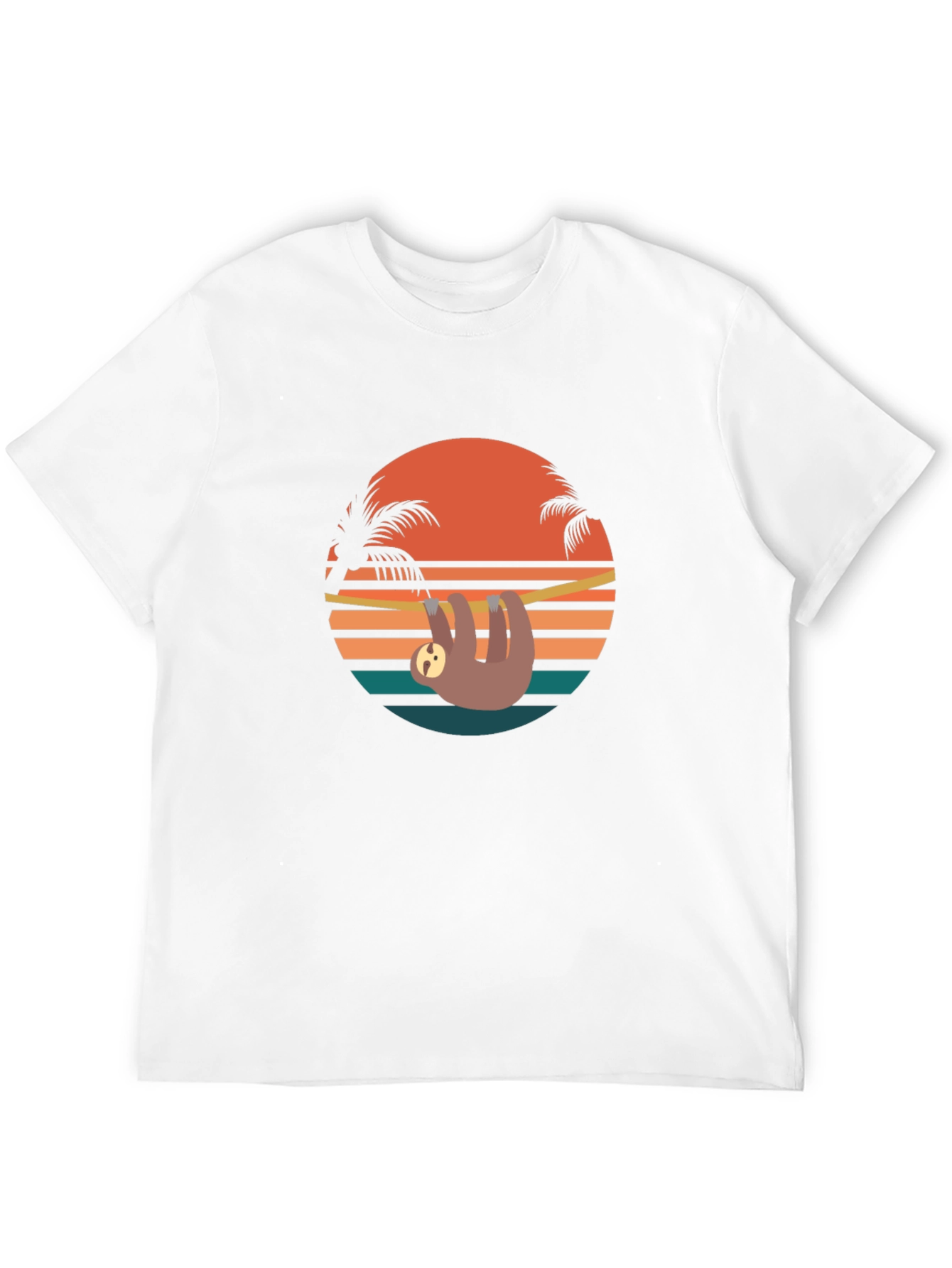 Retro Sloth Sunset T-Shirt - Relaxed Summer Vibes