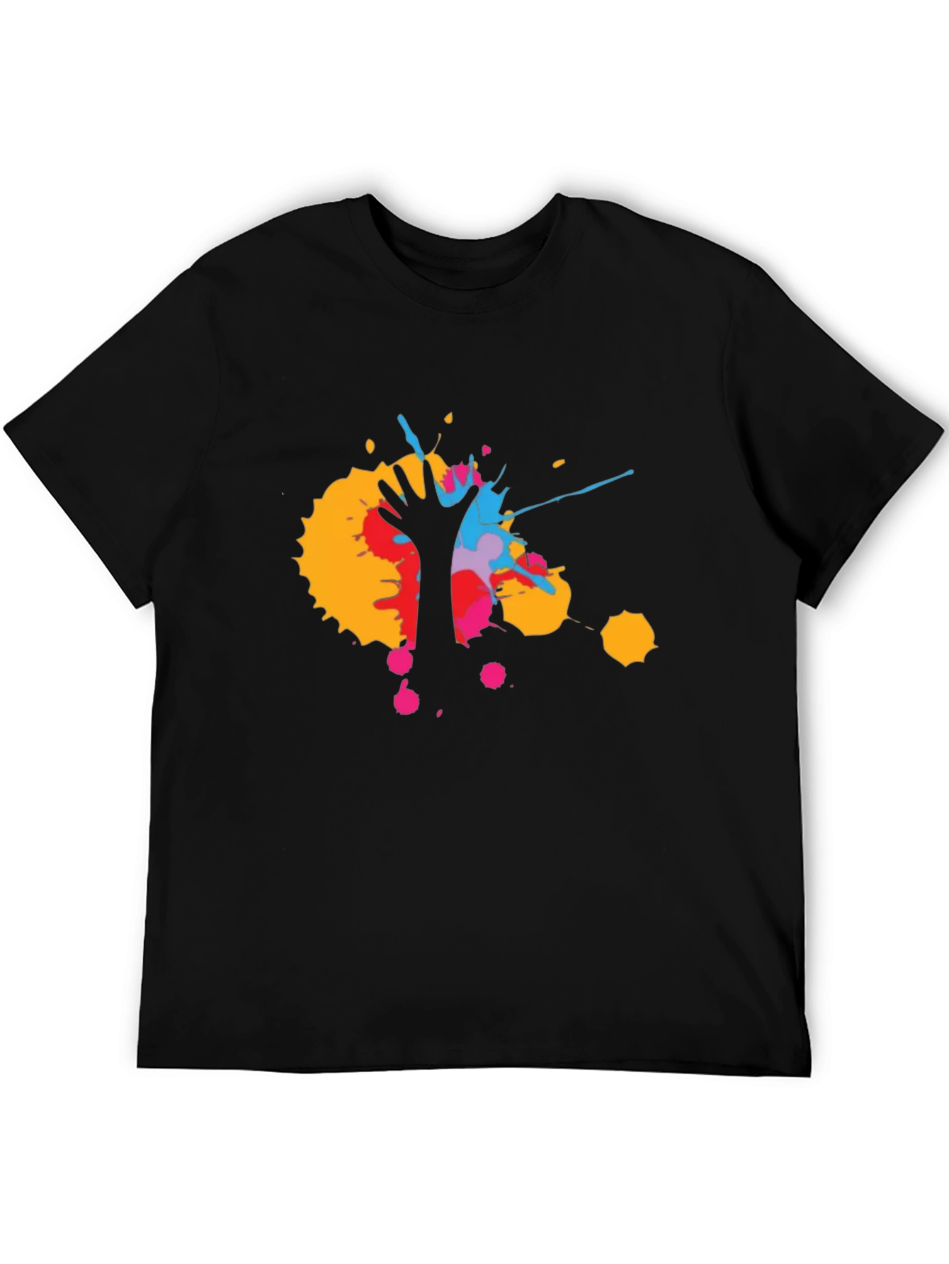 Abstract Hand Print Mens Black T-Shirt