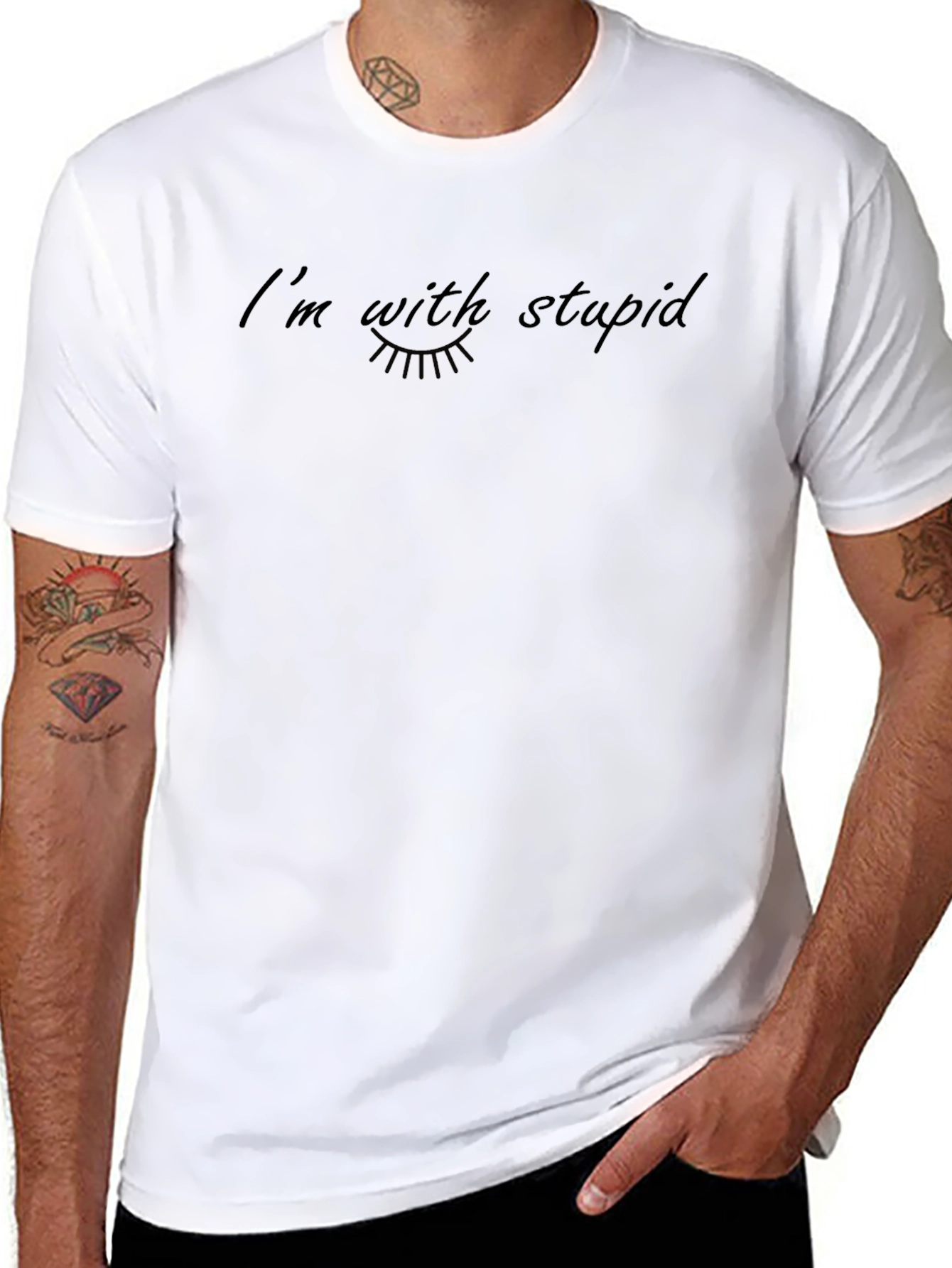 Im With Stupid Black Graphic Tee