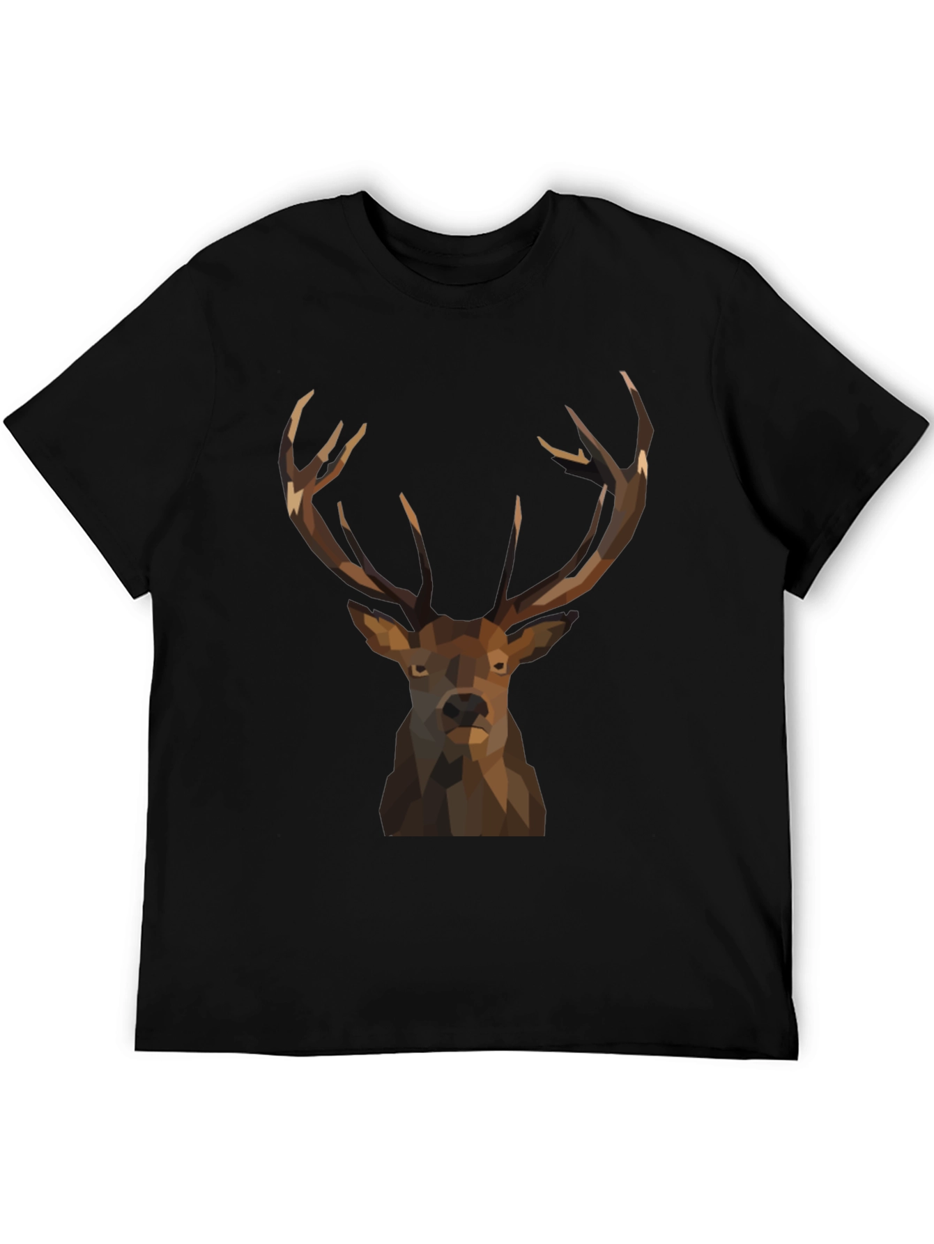Geometric Deer Graphic Tee - Black