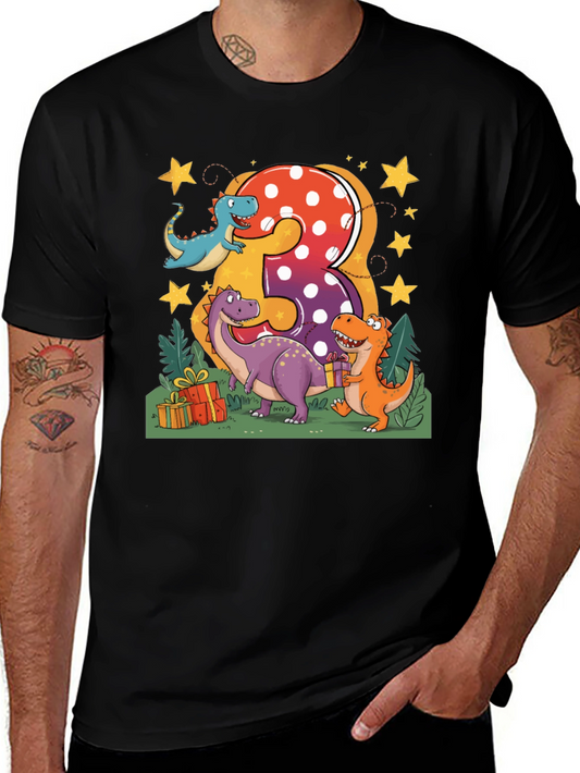 Dinosaur 3rd Birthday T-Shirt - Kids Party Tee