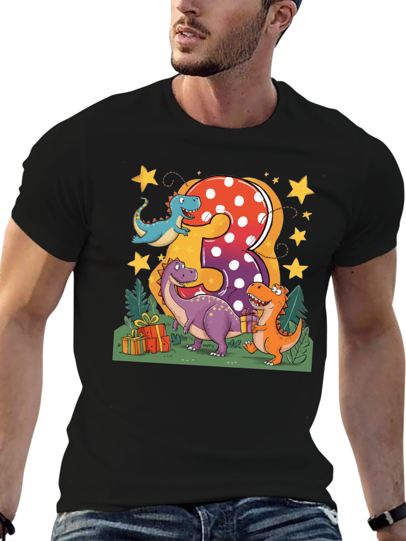 Dinosaur 3rd Birthday T-Shirt - Kids Party Tee