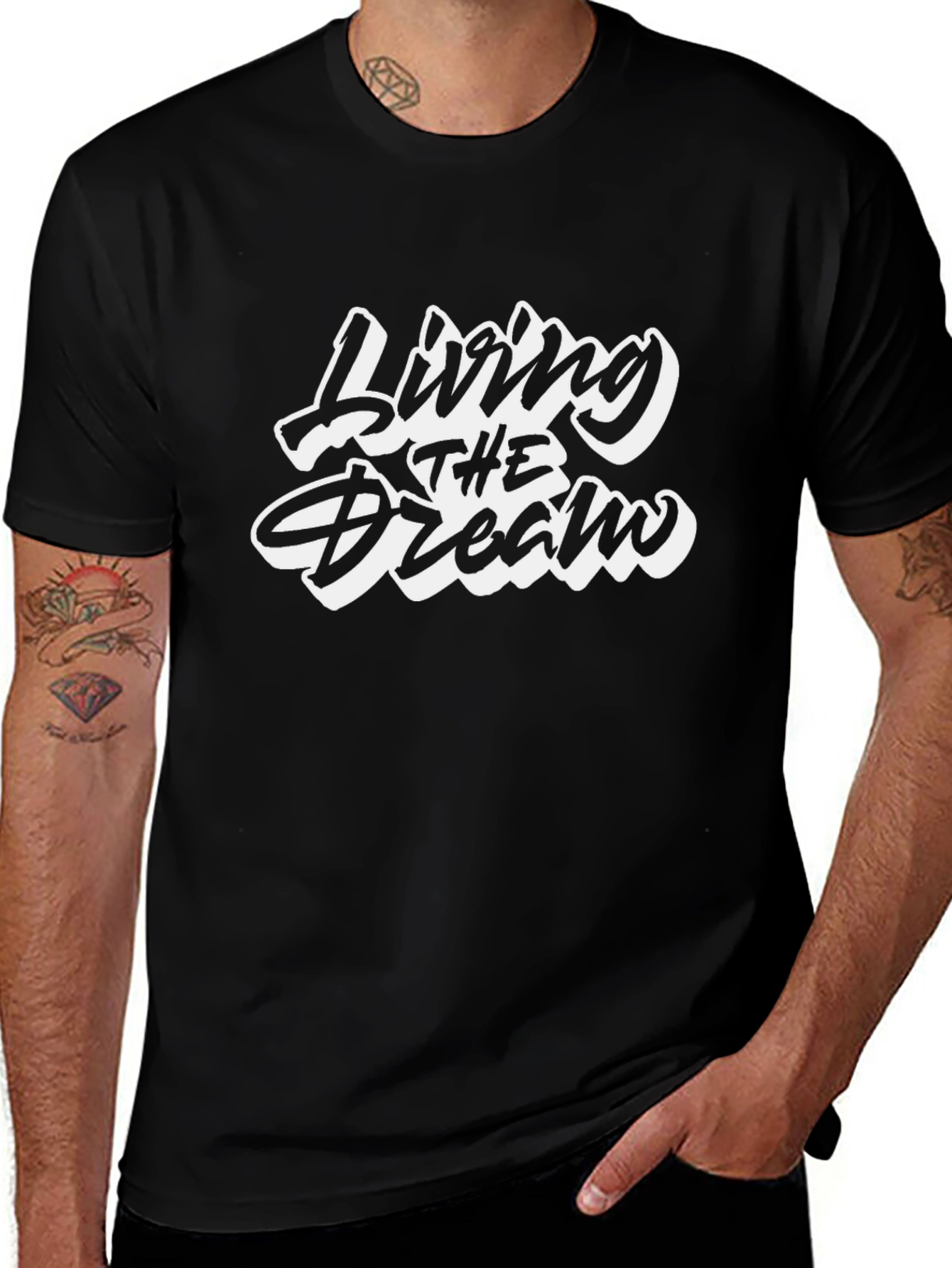Living the Dream Black Graphic T-Shirt