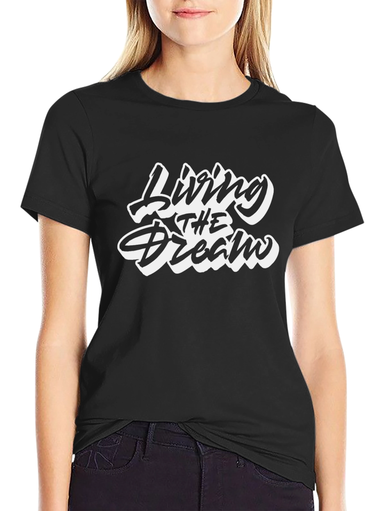 Living the Dream Black Graphic T-Shirt