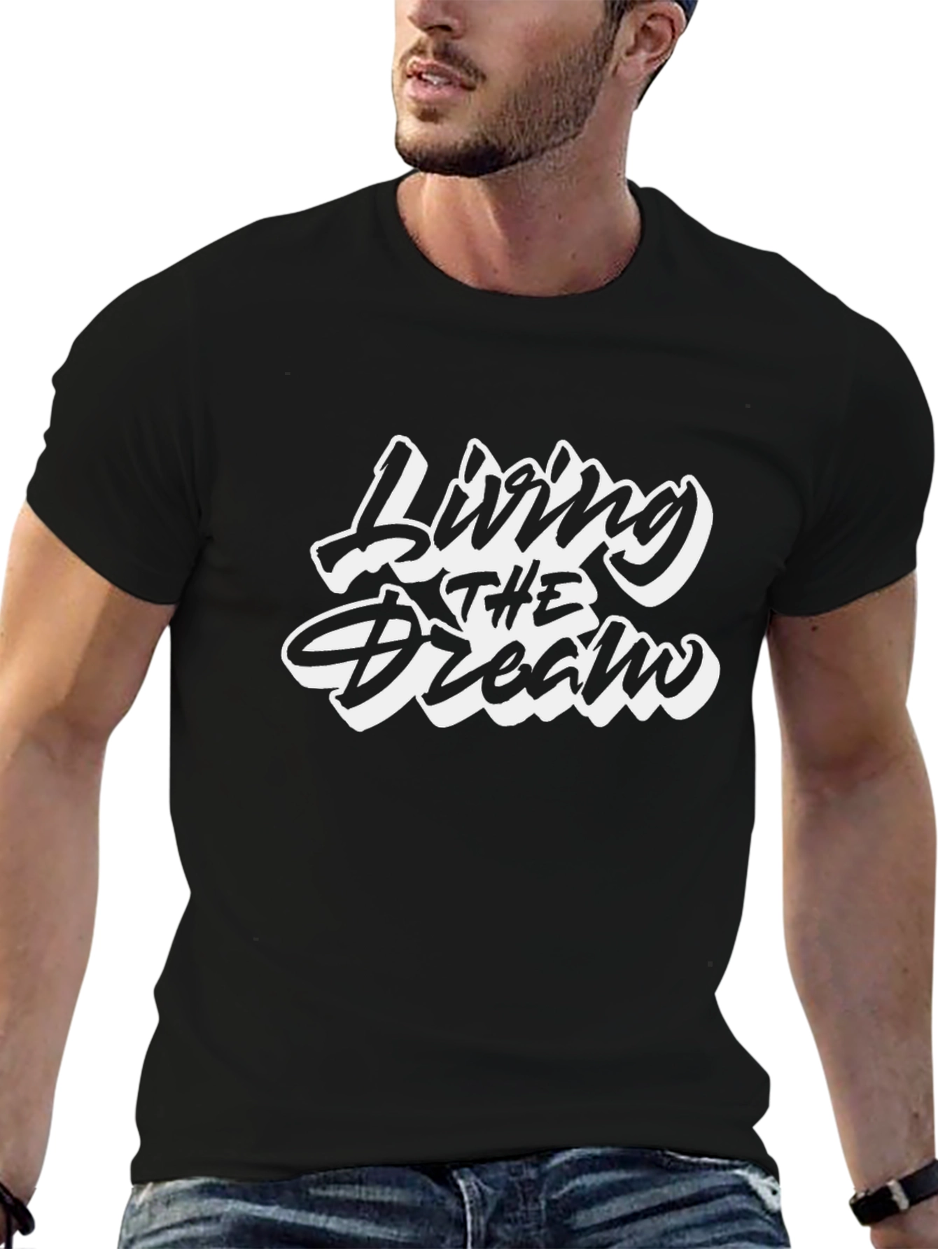 Living the Dream Black Graphic T-Shirt
