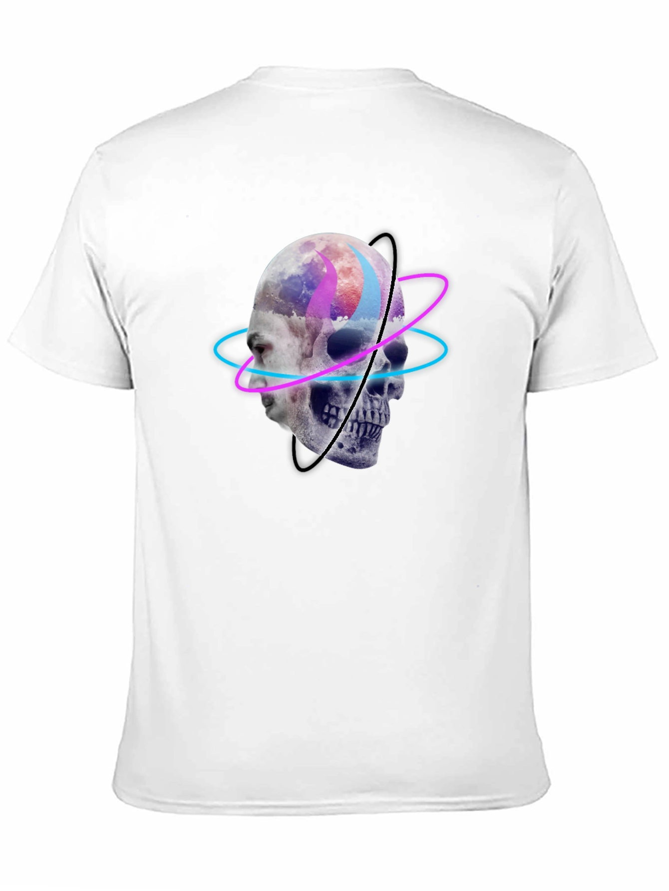 Skull Graphic Tee - Neon Orbit Design
