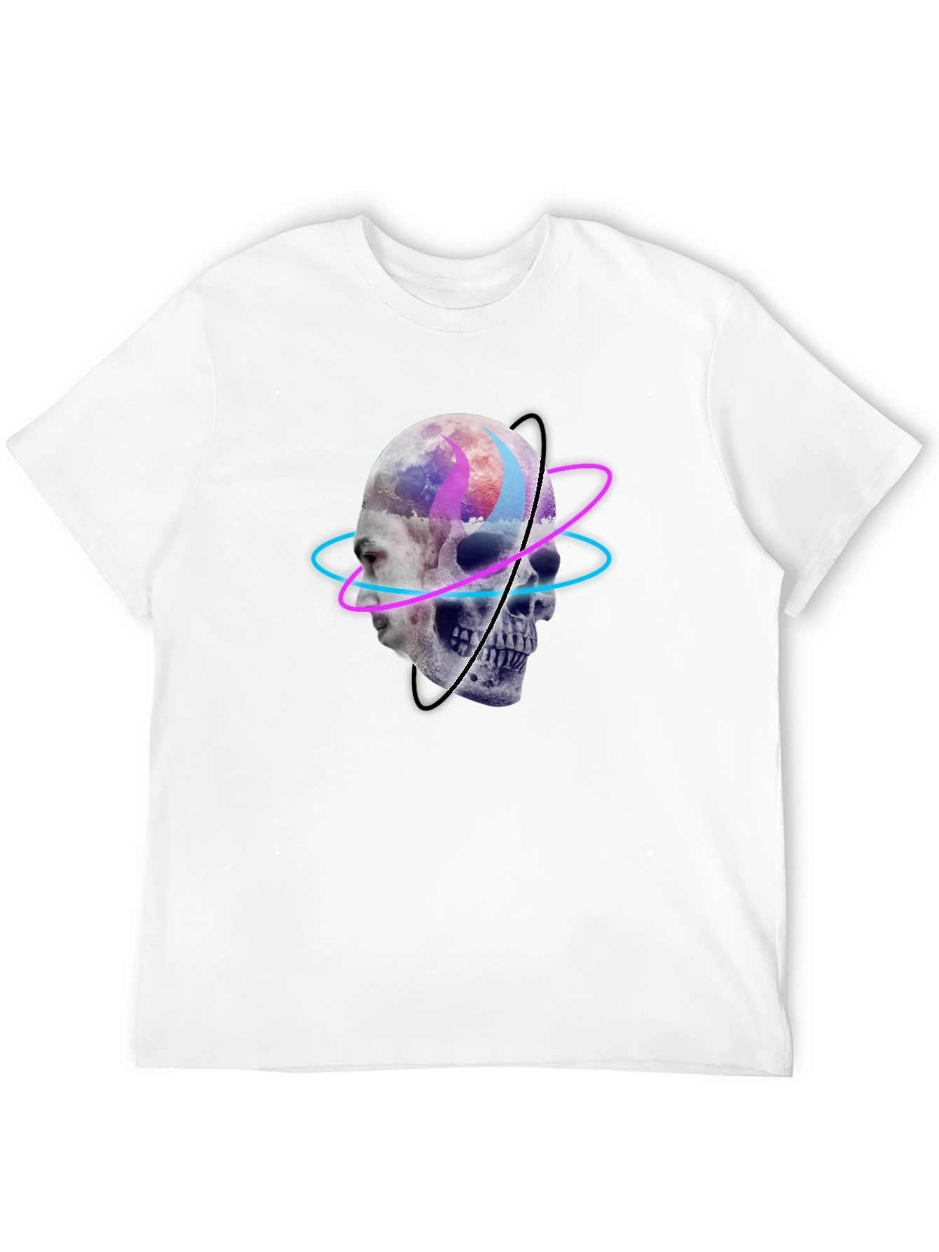 Skull Graphic Tee - Neon Orbit Design