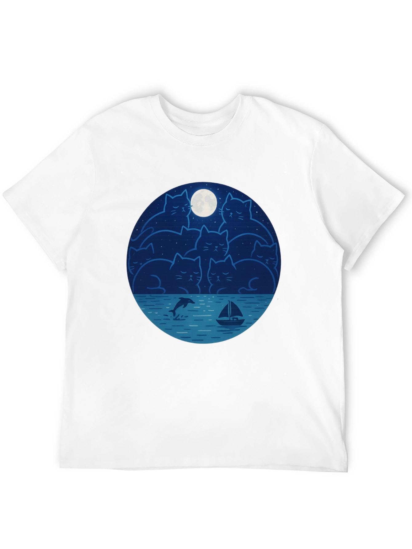 Cat Moon T-Shirt - Dreamy Night Graphic Tee