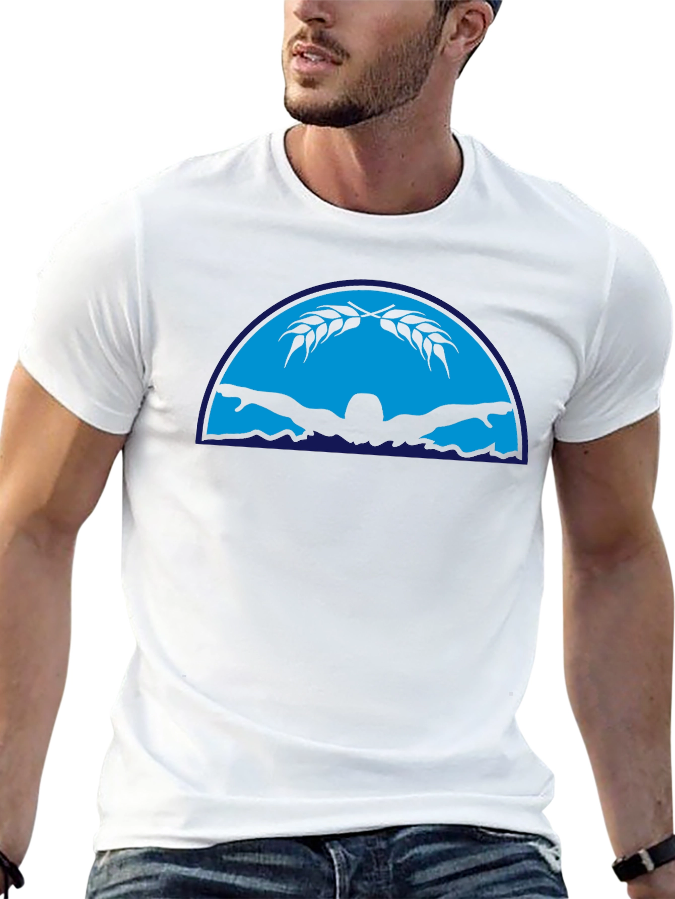 Black Graphic T-Shirt - Butterfly Swimmer Design