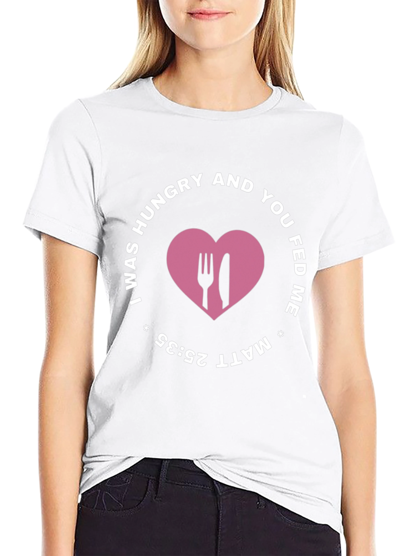 I Was Hungry T-Shirt - Matthew 25:35 Black Tee