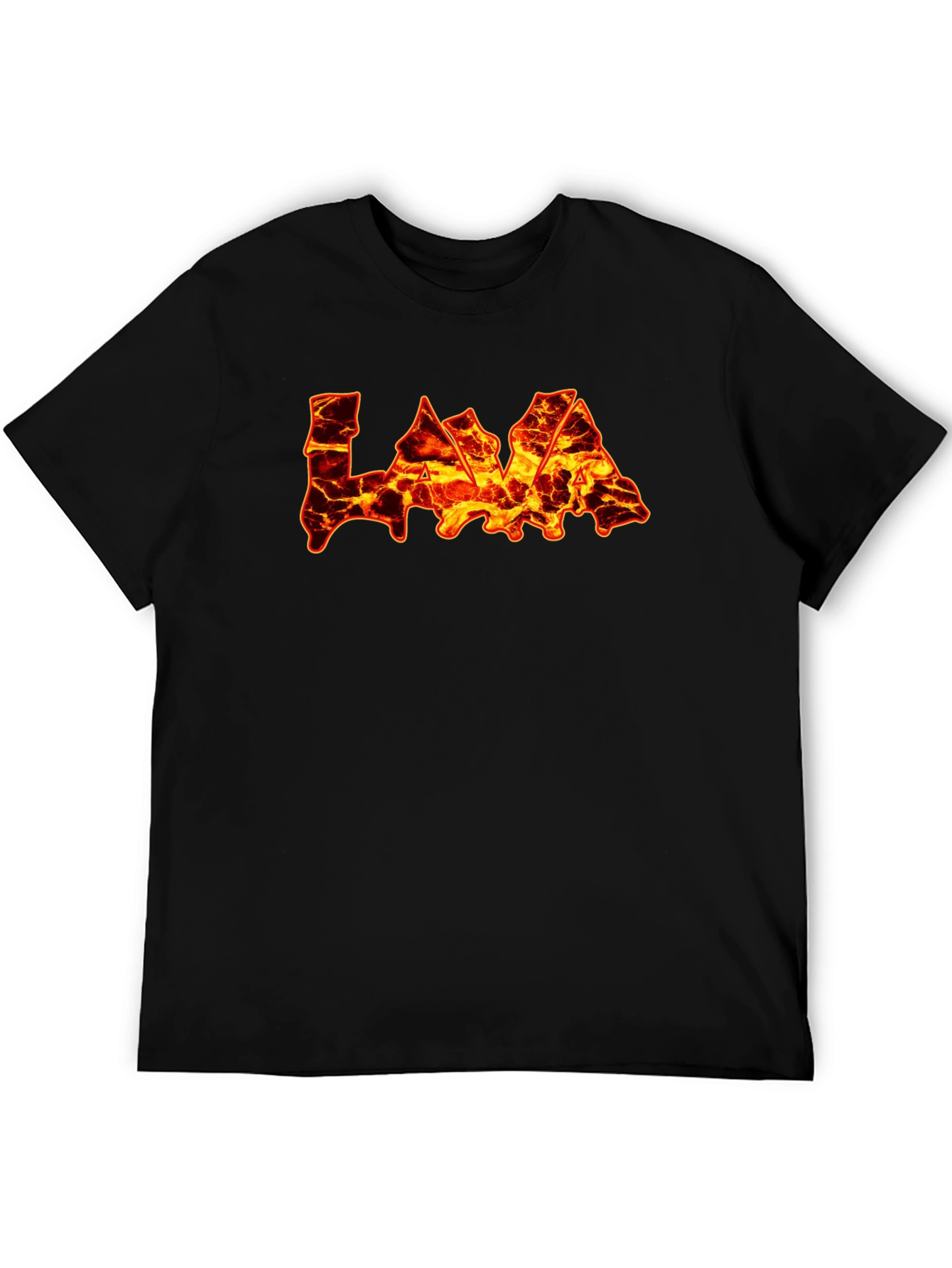 Lava Print Black T-Shirt - Fiery Design