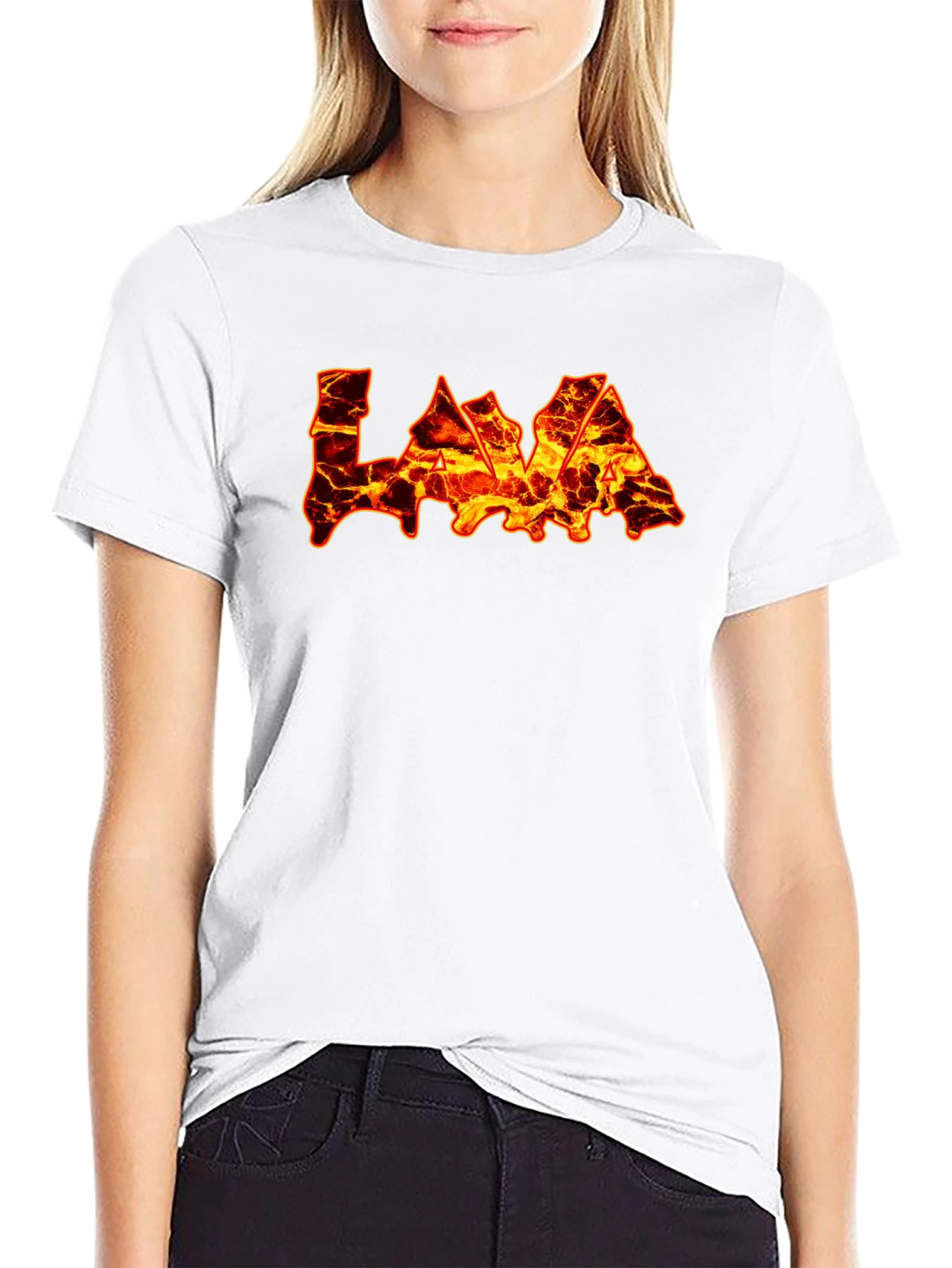 Lava Print Black T-Shirt - Fiery Design