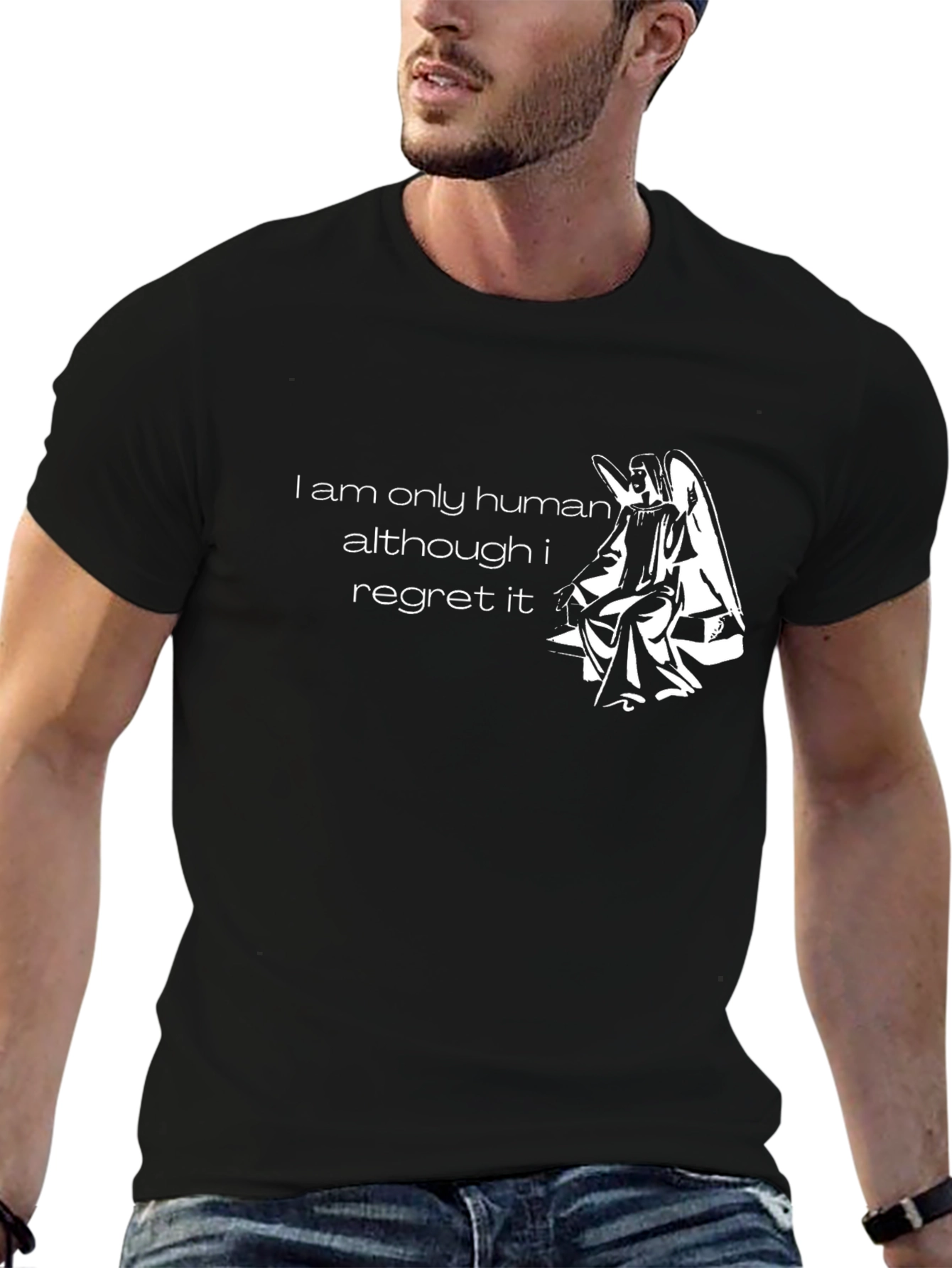 Regretful Angel Graphic T-Shirt - Black