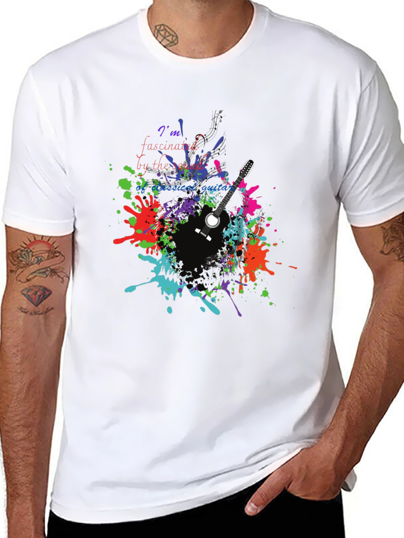 Fascinated Guitar Tee - Vibrant Music Lover Shirt