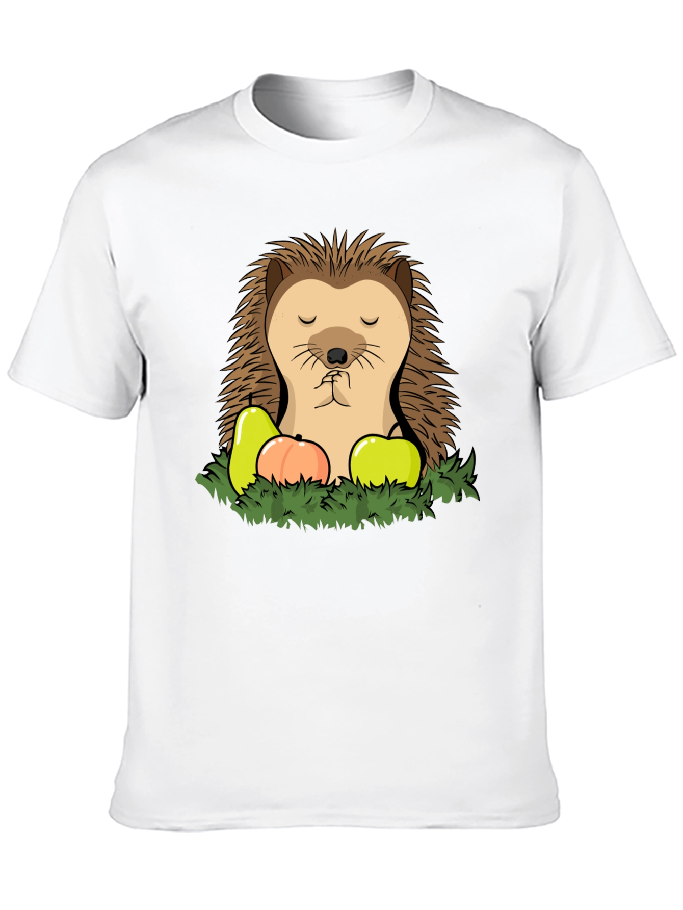 Hedgehog Fruit Graphic T-Shirt - Casual Cotton Tee
