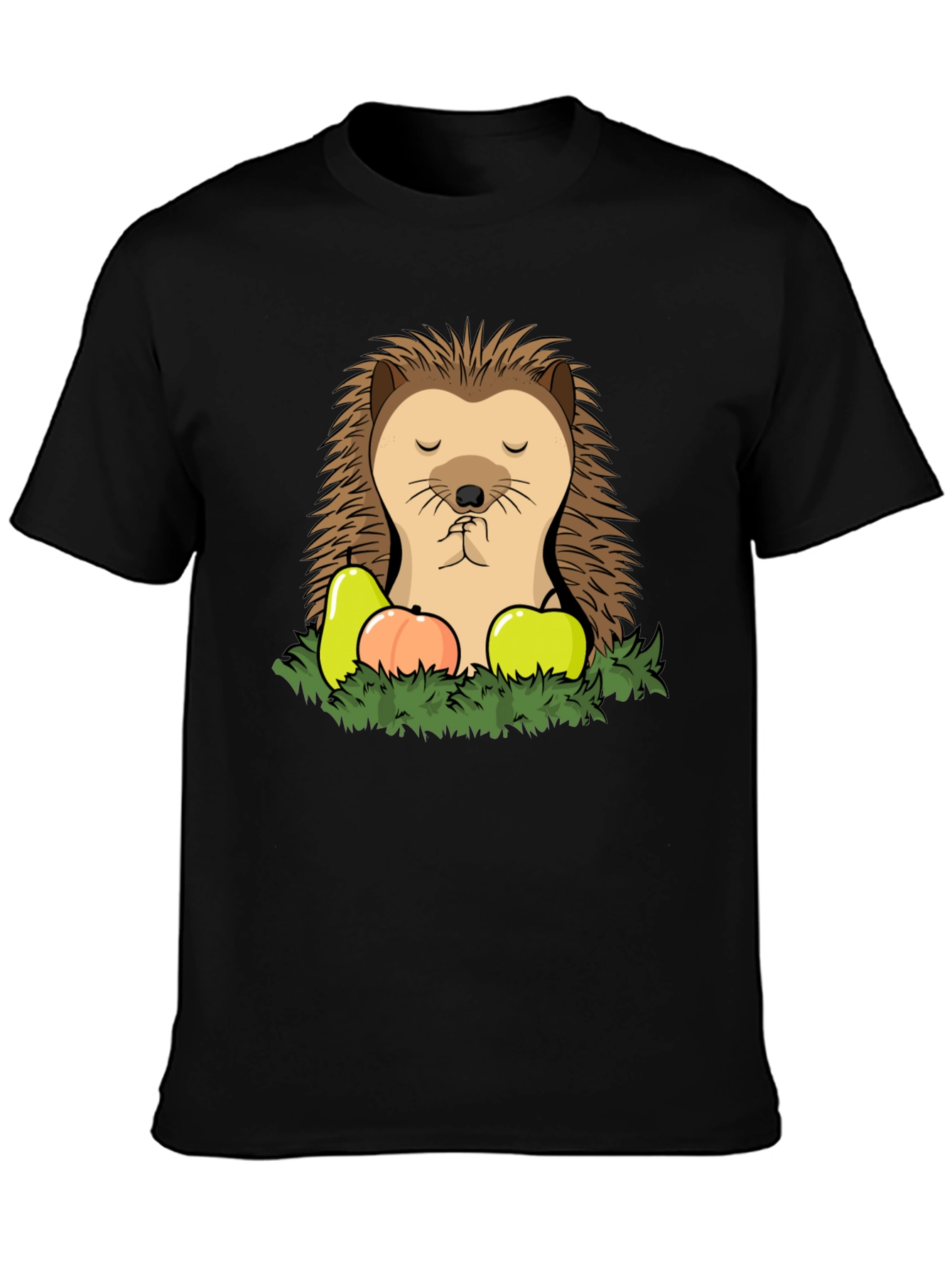 Hedgehog Fruit Graphic T-Shirt - Casual Cotton Tee
