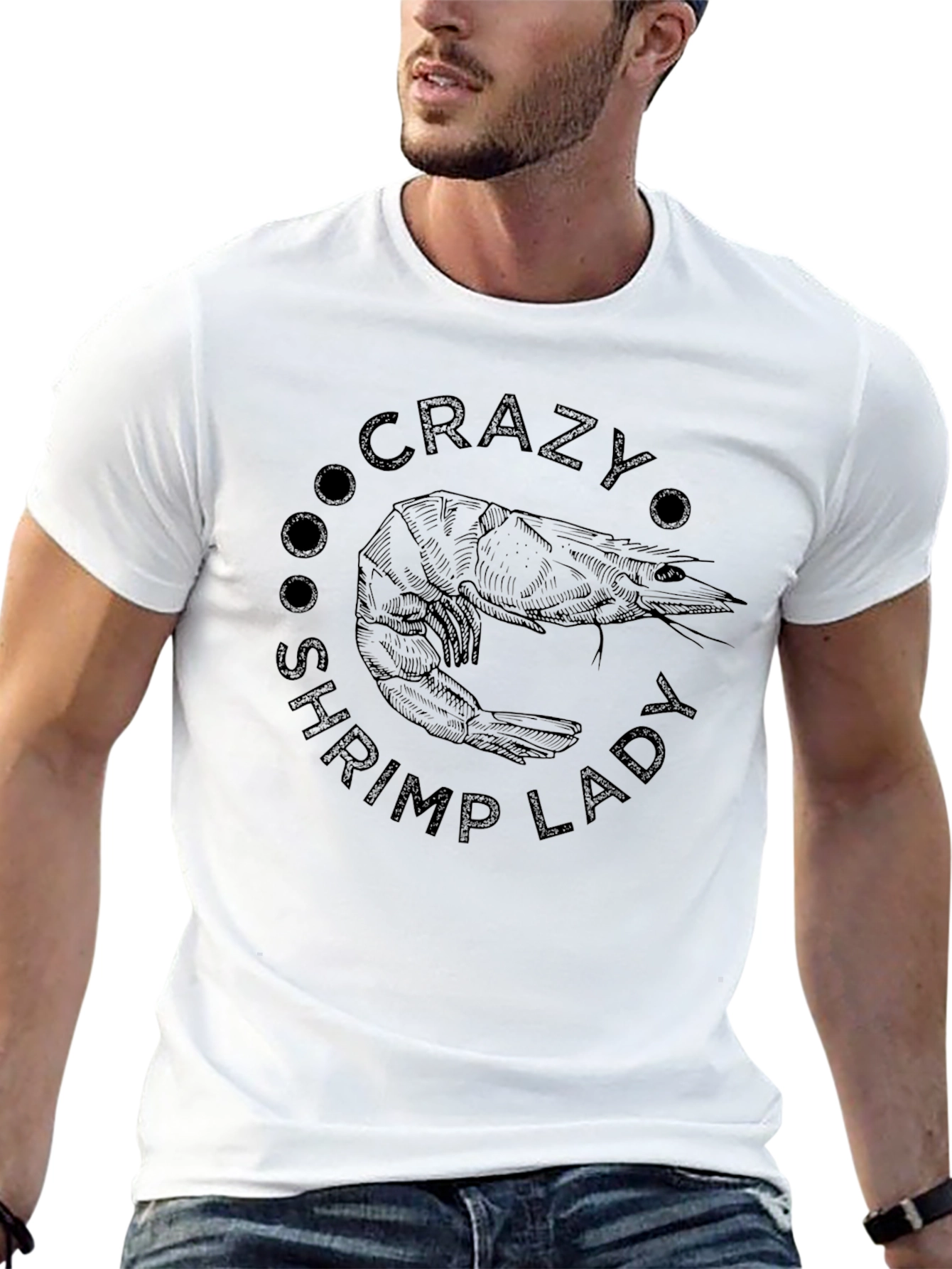Crazy Shrimp Lady Black T-Shirt