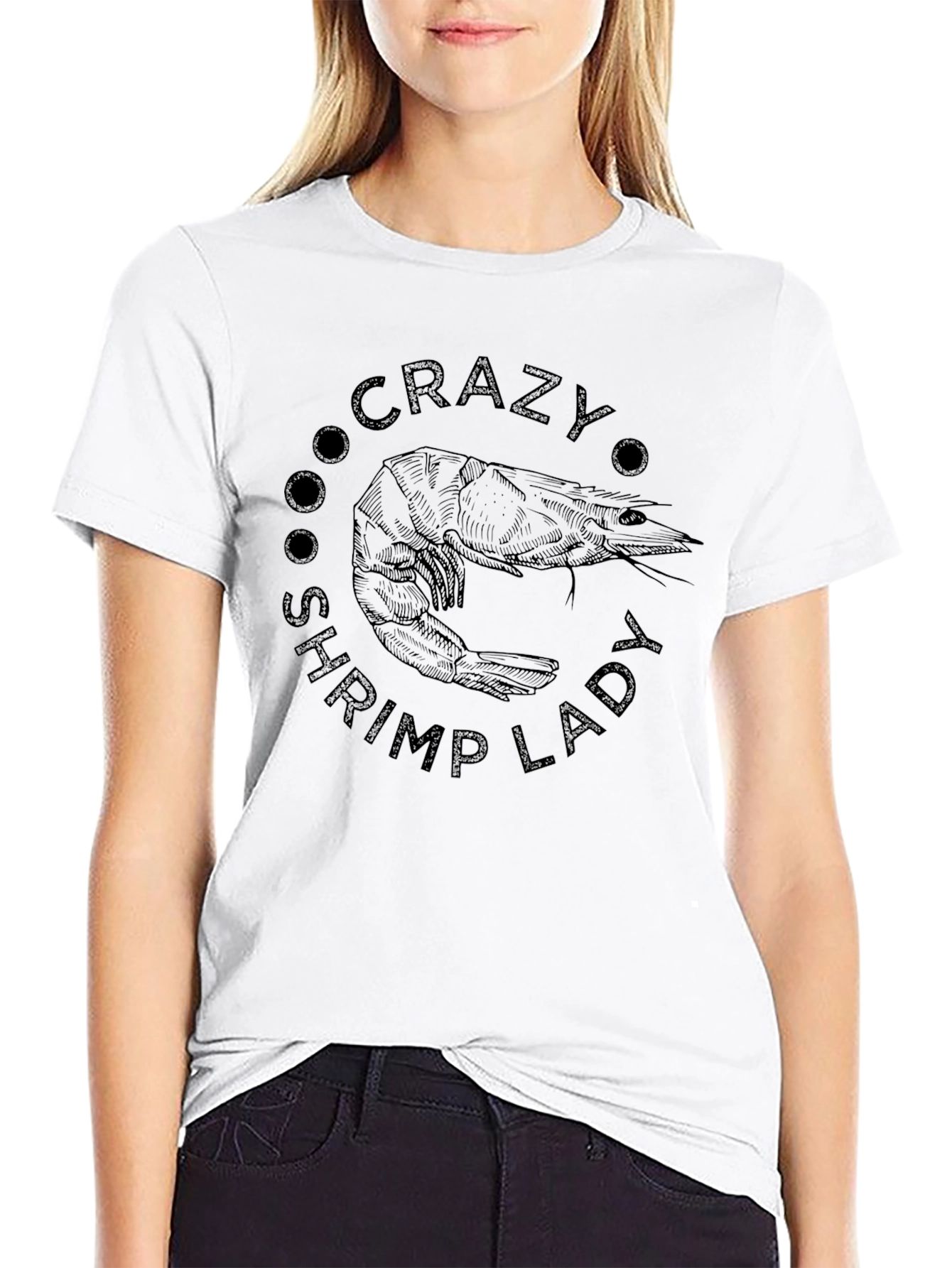 Crazy Shrimp Lady Black T-Shirt